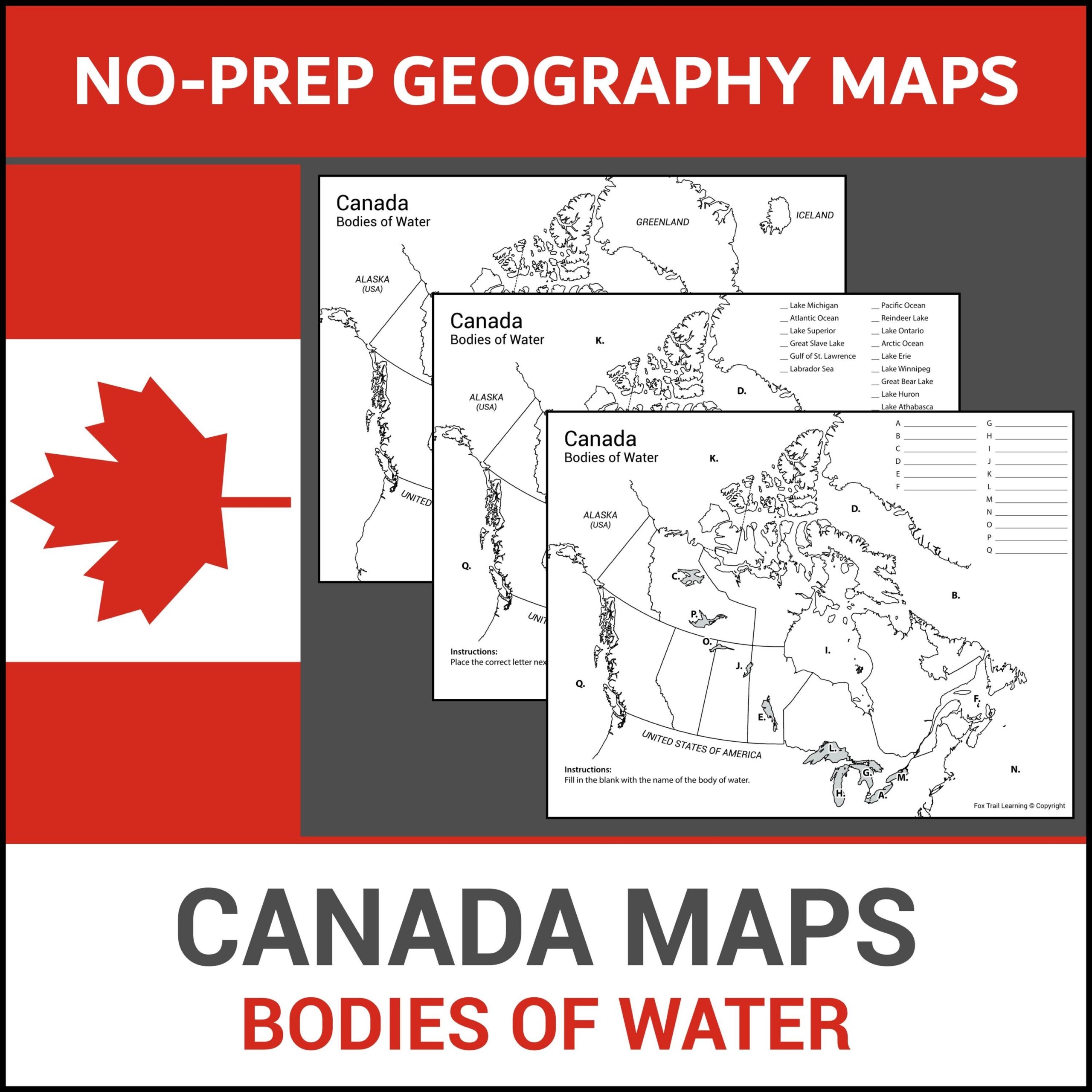 Printable Canada Maps Learn Bodies Of Water Label And Identify Printable Canada Maps Learn Bodies Of Water Label And Identify