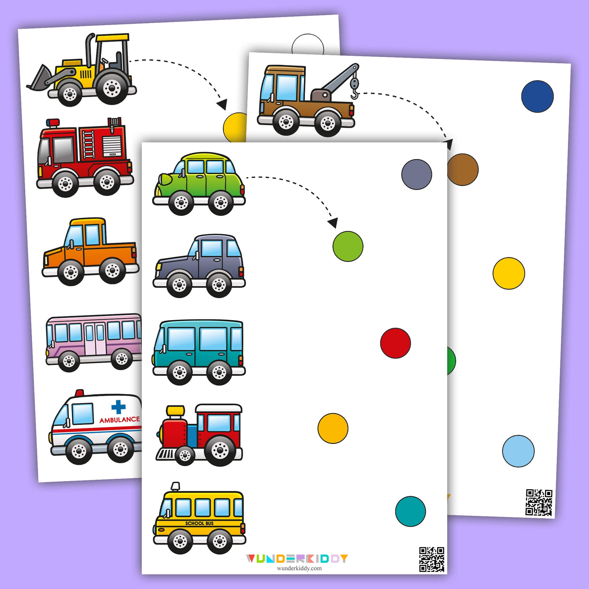 Printable Car Colors Matching Activity For Children