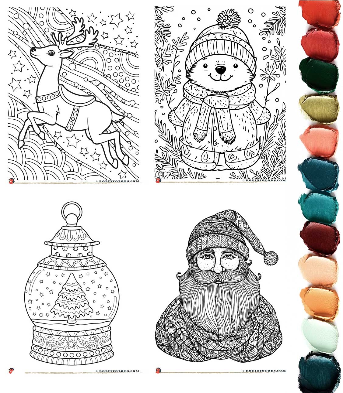 Printable Christmas Coloring Pages For All Robin Colors