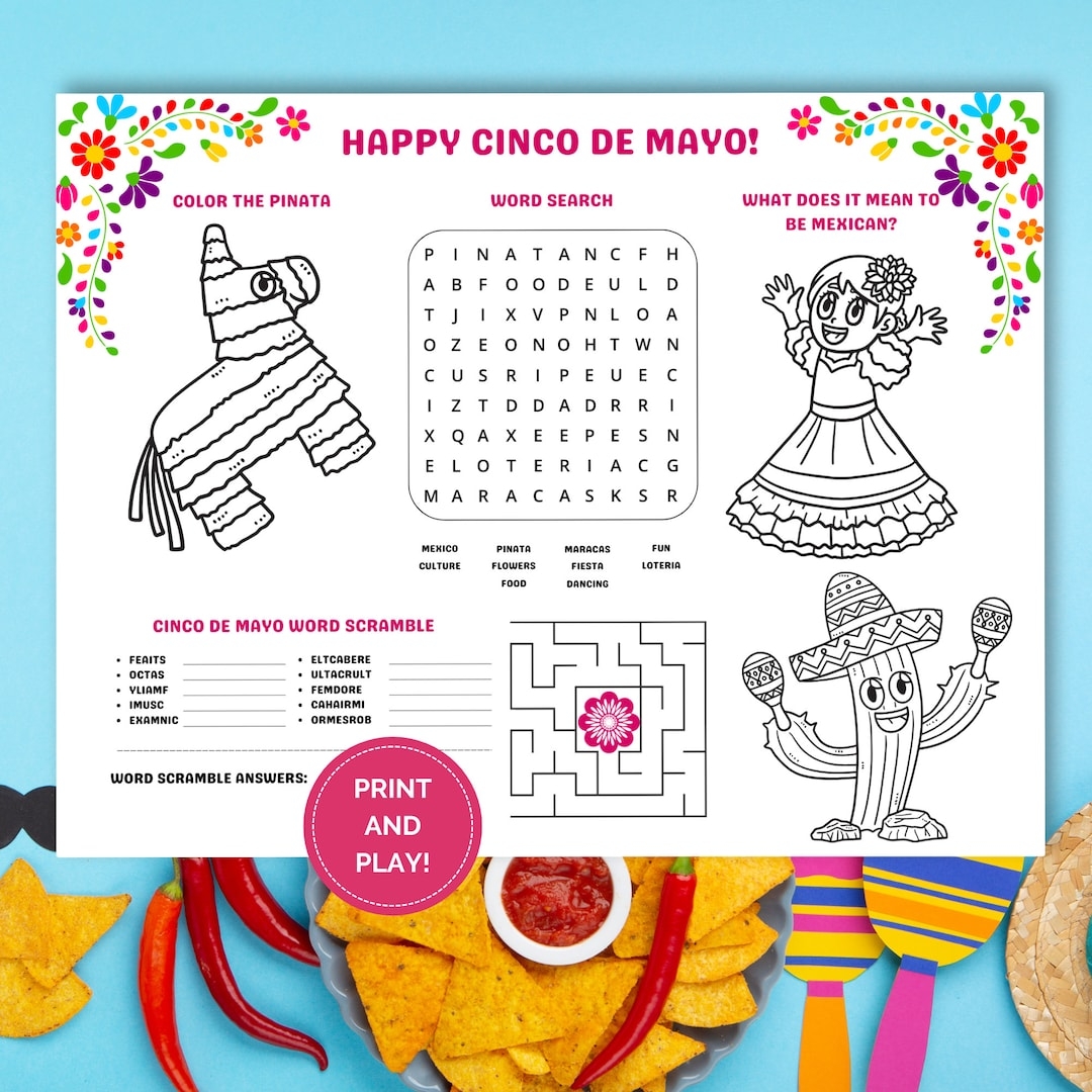 Printable Cinco De Mayo Activity Paper Placemat Fiesta Party Games Fun Etsy Printable Cinco De Mayo Activity Paper Placemat Fiesta Party Games Fun Etsy