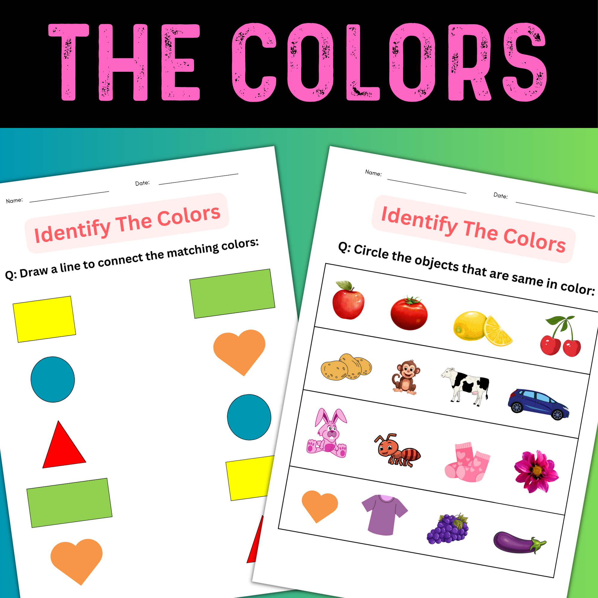 Free Printable Color Recognition Worksheets