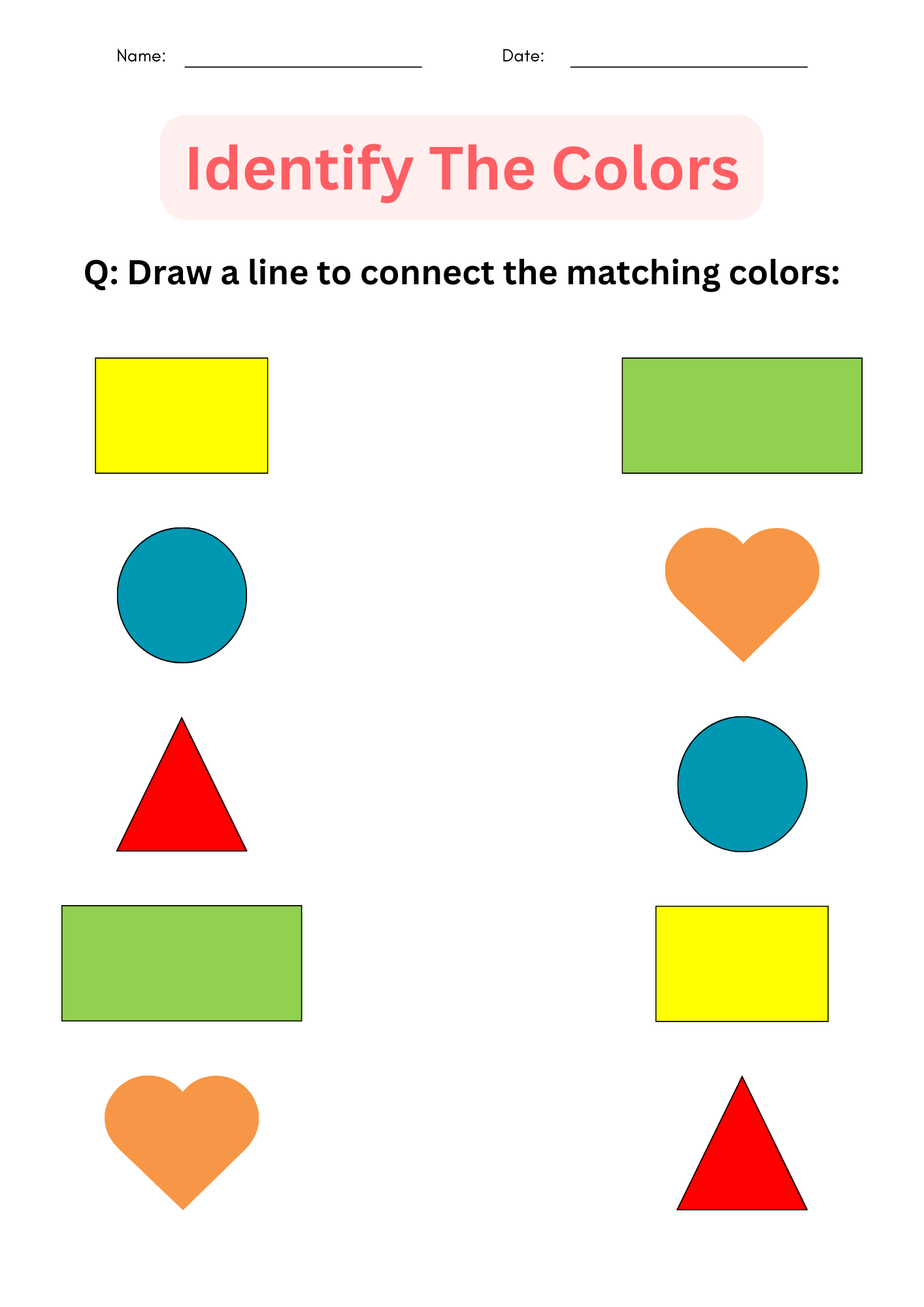 Printable Color Identification Matching Colors Worksheets For Kindergarten Printable Color Identification Matching Colors Worksheets For Kindergarten