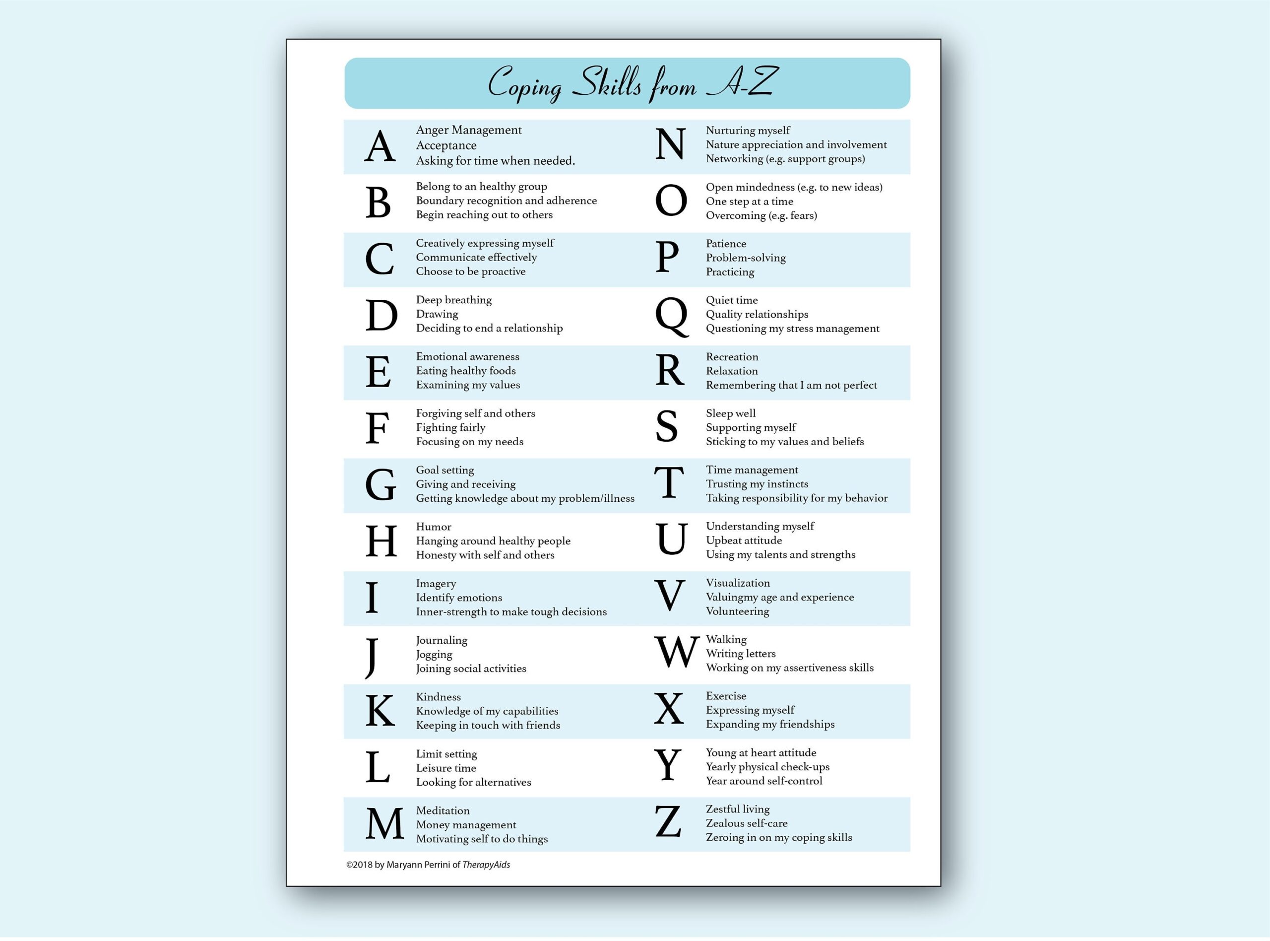 Printable Coping Skills List And Tracker Etsy