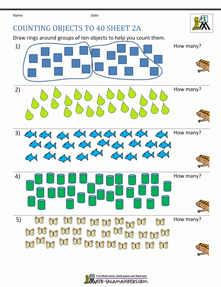 Printable Counting Worksheet Counting Up To 50