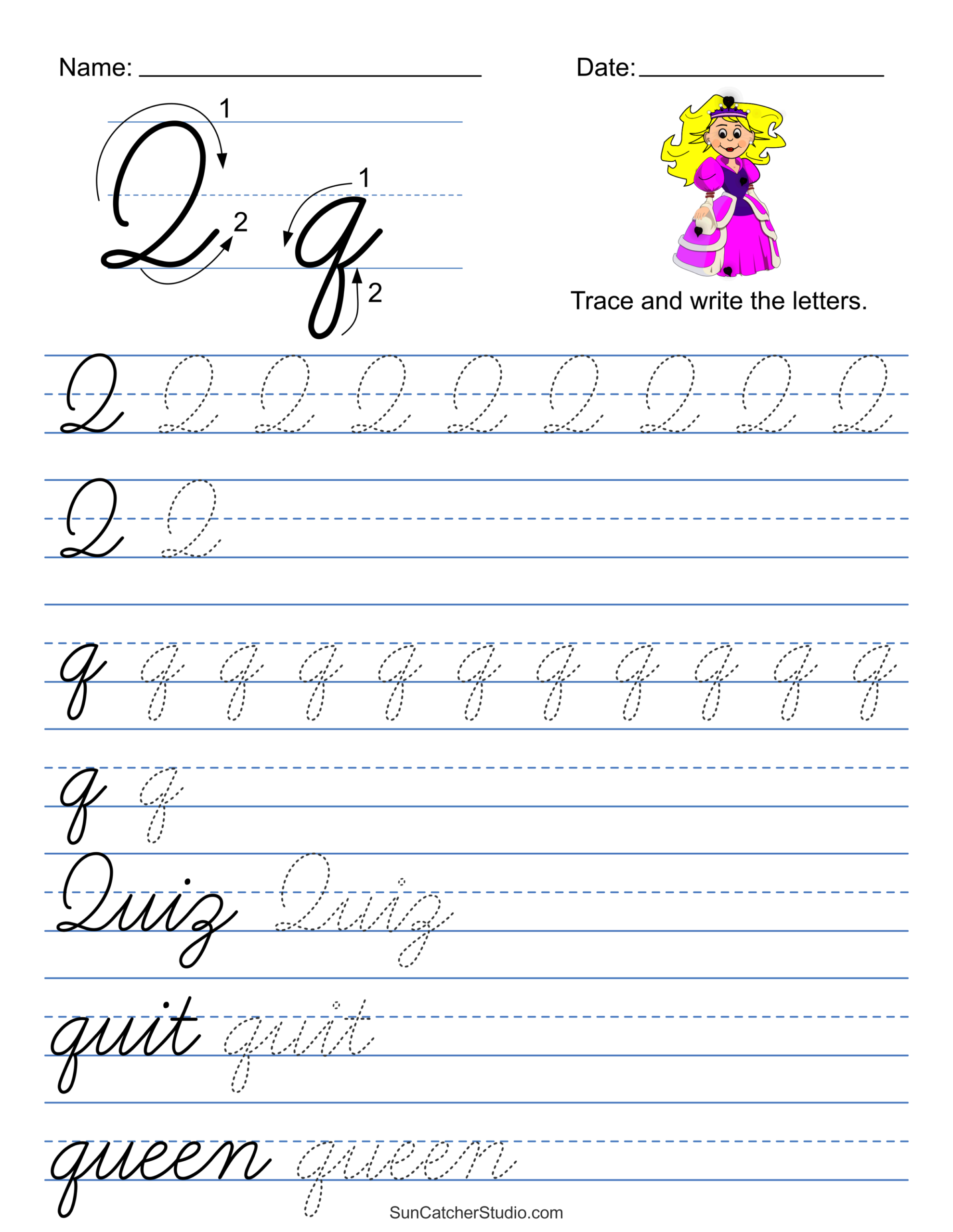 Free Printable Cursive Handwriting Worksheets Generator