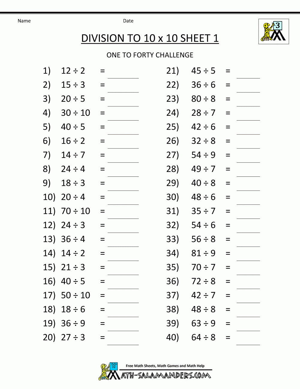Printable Division Worksheets 3rd 4th Grade Printable Division Worksheets 3rd 4th Grade