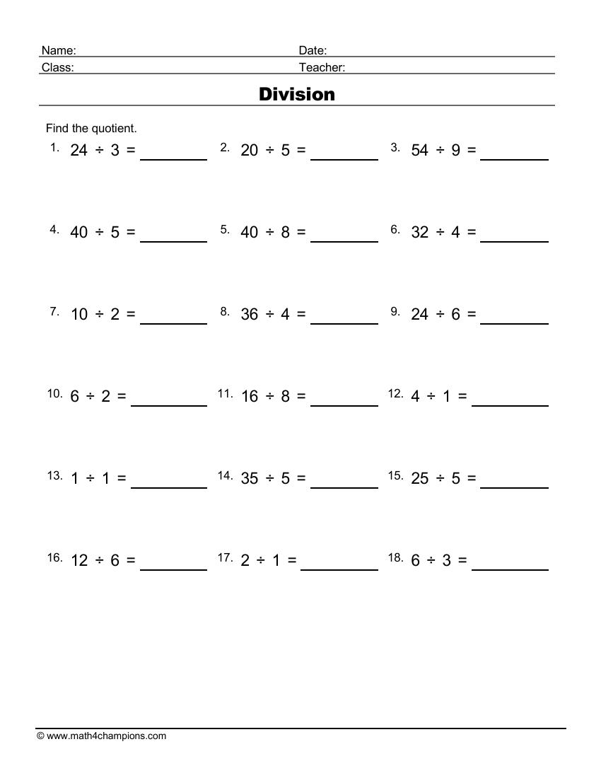 Free Printable Chunking Worksheets Free Printable Chunking Worksheets