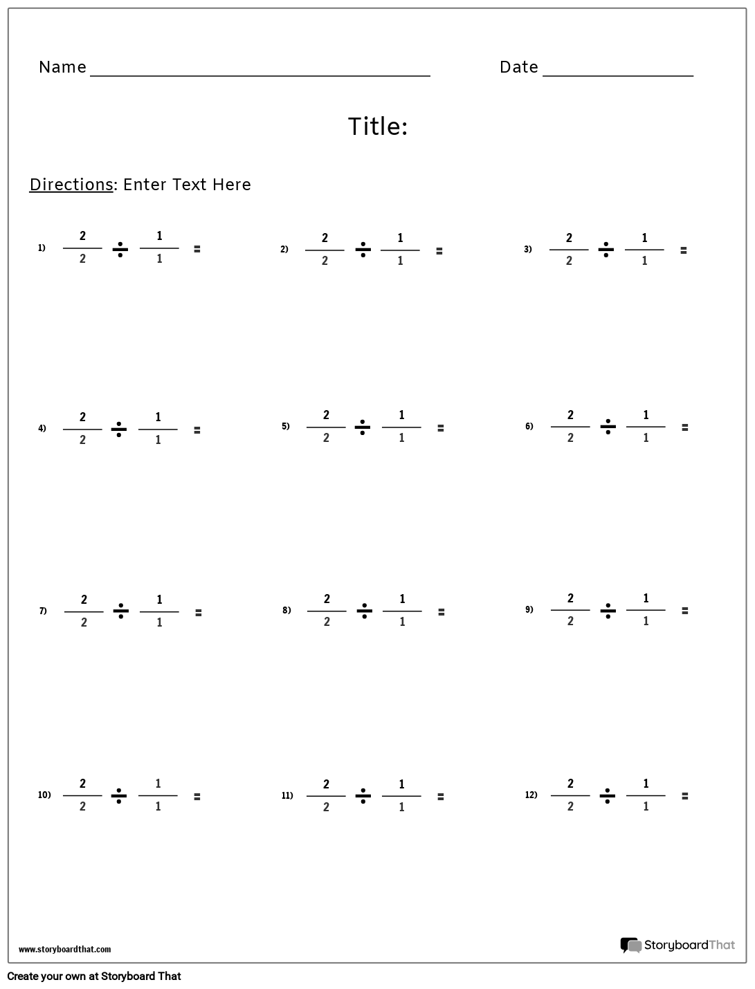 Dividing Fractions Worksheet Free Printable