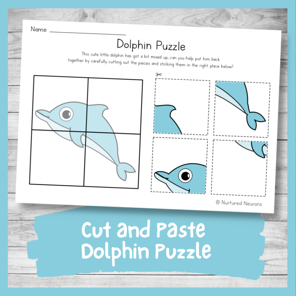 Printable Dolphin Puzzle Preschool Cut And Paste Worksheet Printable Dolphin Puzzle Preschool Cut And Paste Worksheet