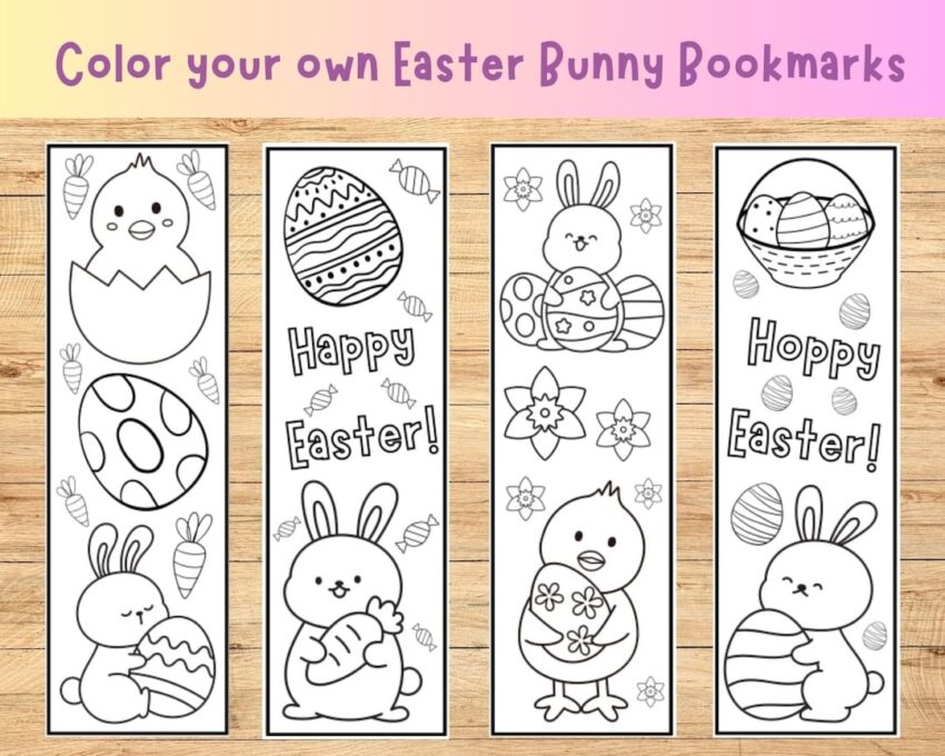 Printable Easter Coloring Bookmarks Color Your Own Bookmarks Bunny Bookmark Printable For Kids Easter Coloring Pages Easter Kids Activity Etsy