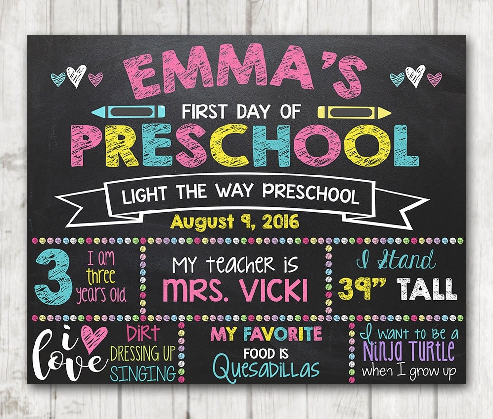Printable First Day Of Preschool Signs Printable First Day Of Preschool Signs