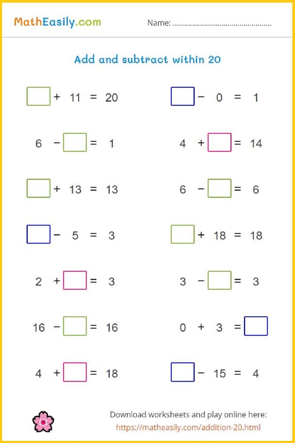 Math For First Grade Worksheets Free