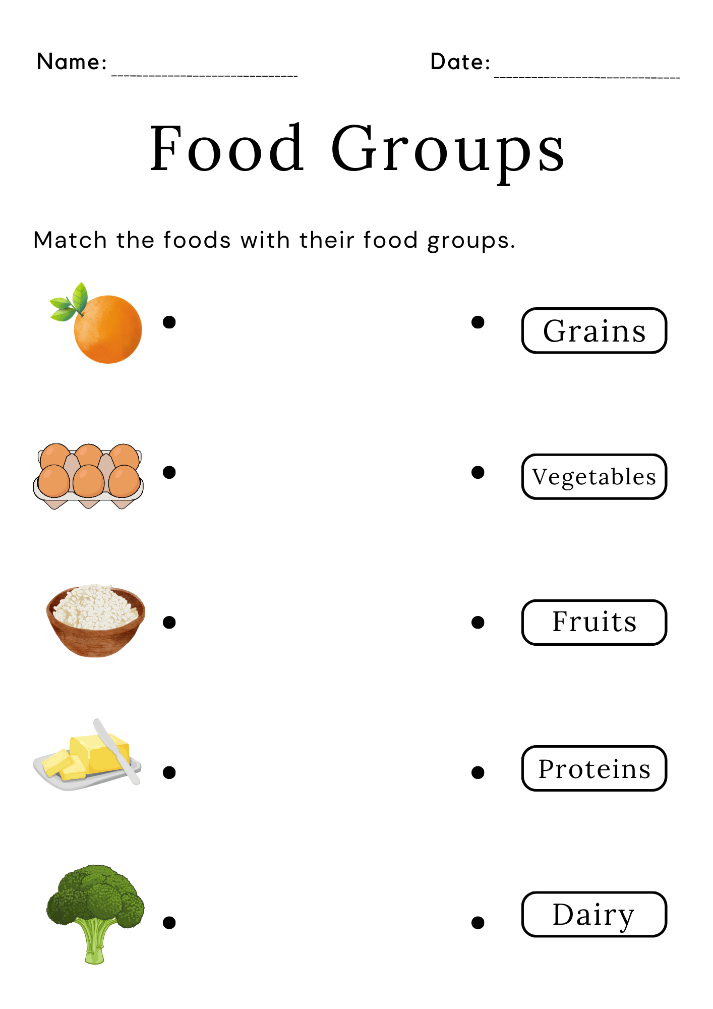 Printable Food Groups Matching Food Worksheet For Kindergarten Made By Teachers