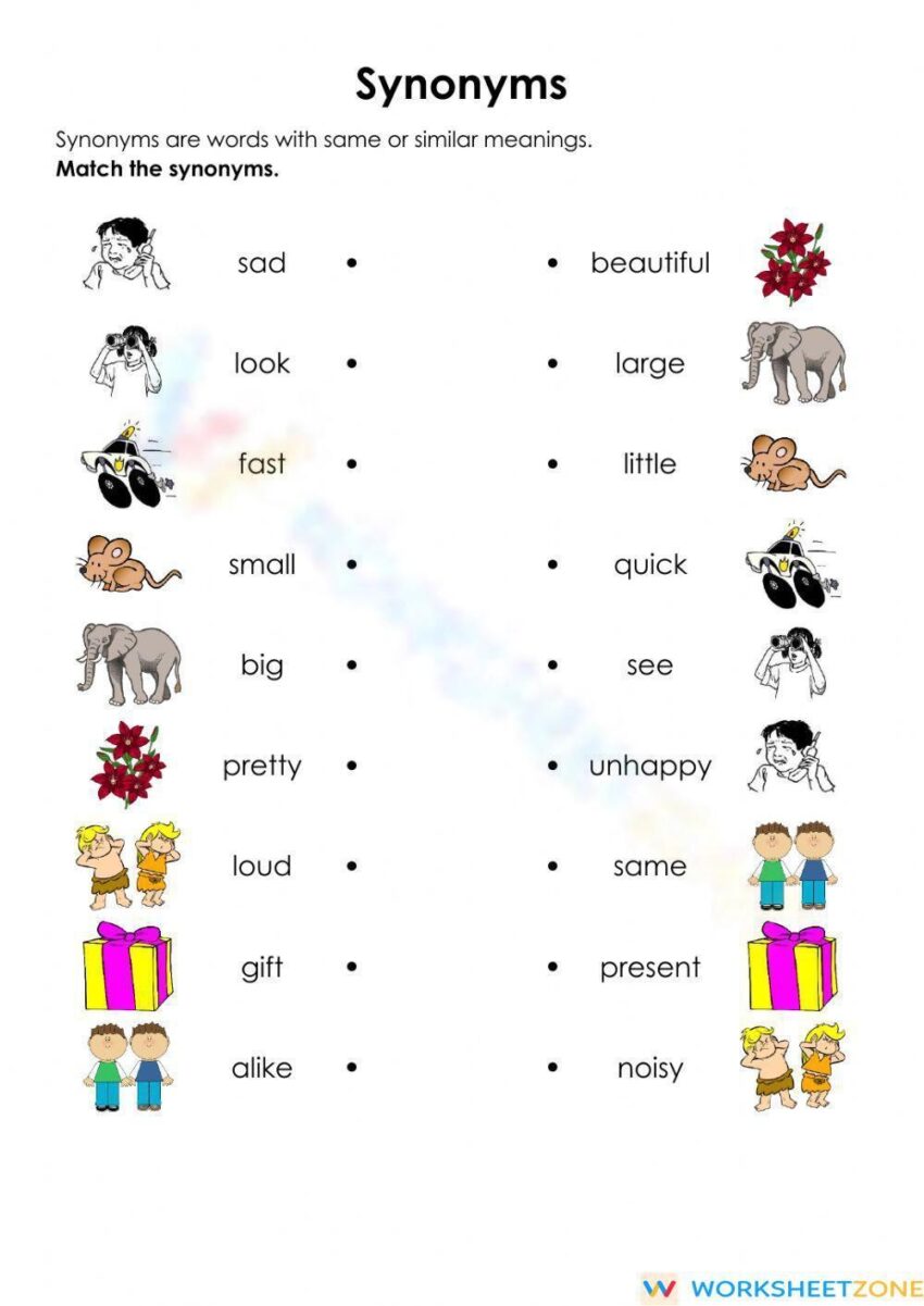 Printable Grade 1 Synonyms And Antonyms Worksheets