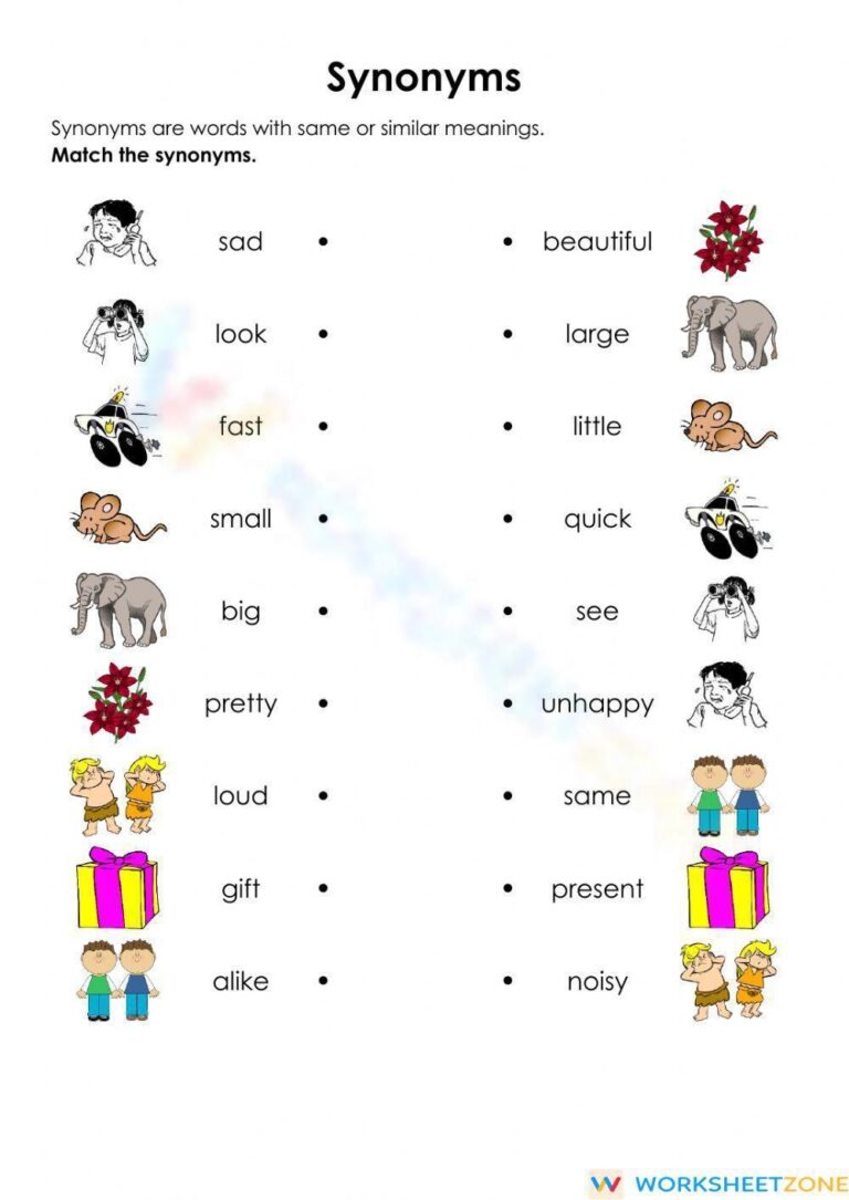 Printable Grade 1 Synonyms And Antonyms Worksheets