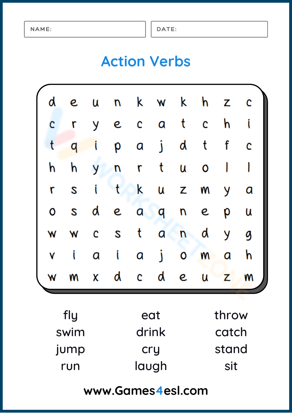 Printable Grade 2 Action Verbs Worksheets