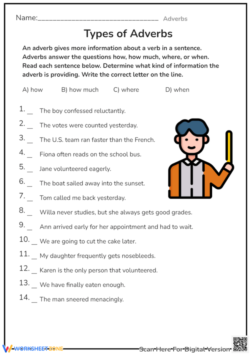Printable Grade 3 Adverbs Worksheets
