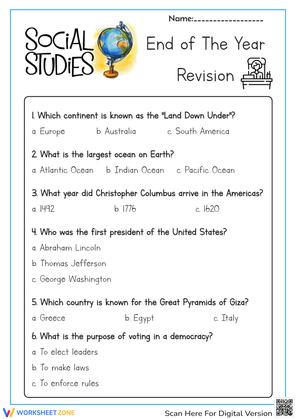 Printable Grade 3 Geography Worksheets