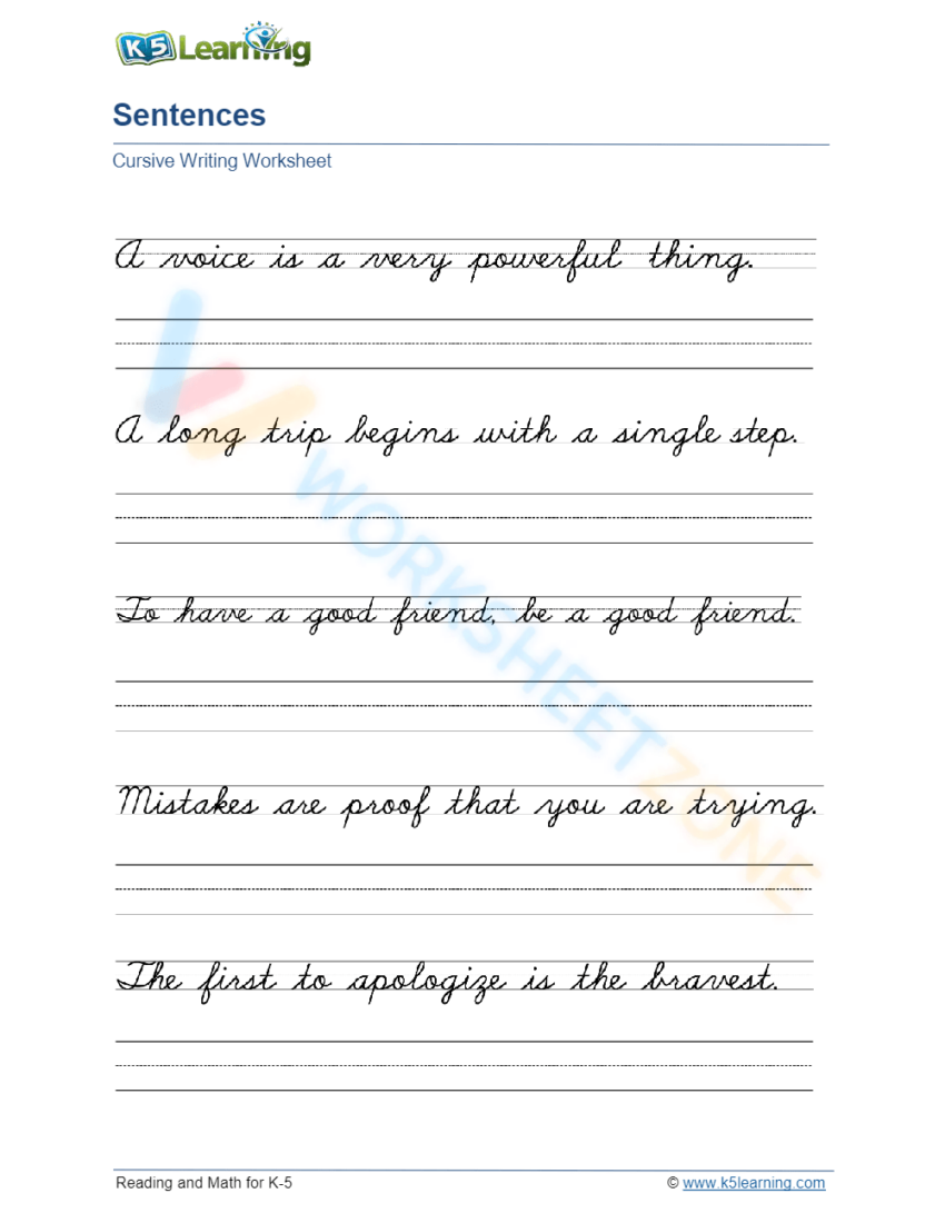 Printable Grade 7 Handwriting Worksheets