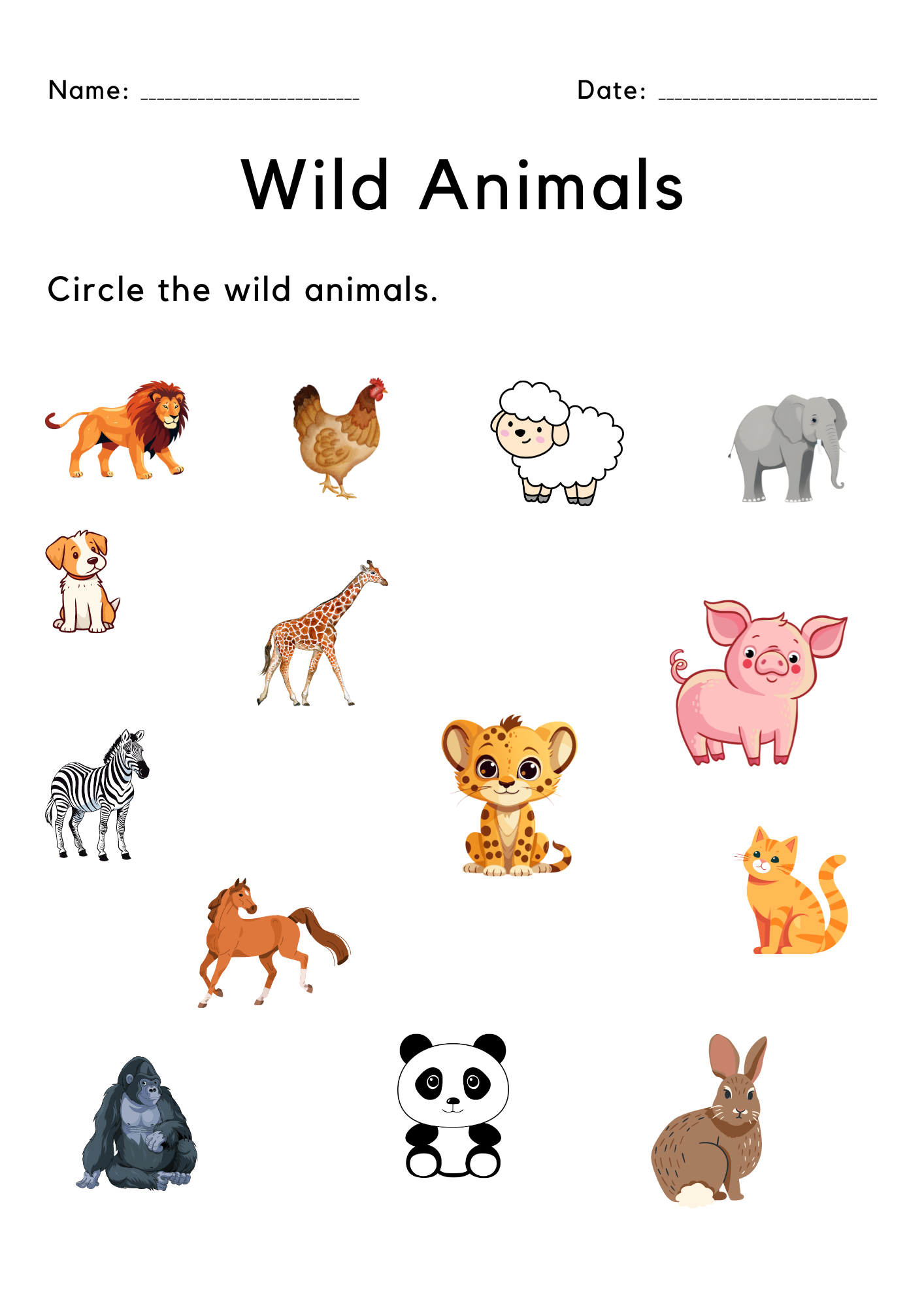 Printable Kindergarten Circle The Wild Animals Worksheet Made By Teachers Printable Kindergarten Circle The Wild Animals Worksheet Made By Teachers