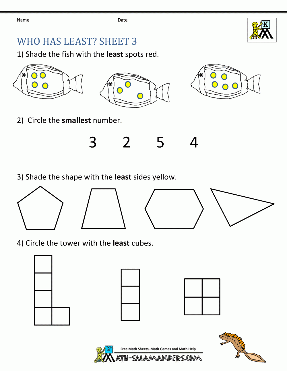 Free Kindergarten Worksheets In Math
