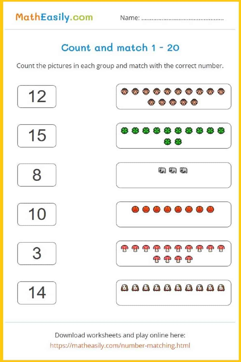 Free Pre K Math Worksheets