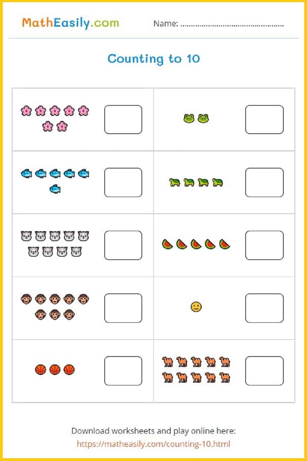 Free Kindergarten Number Worksheets
