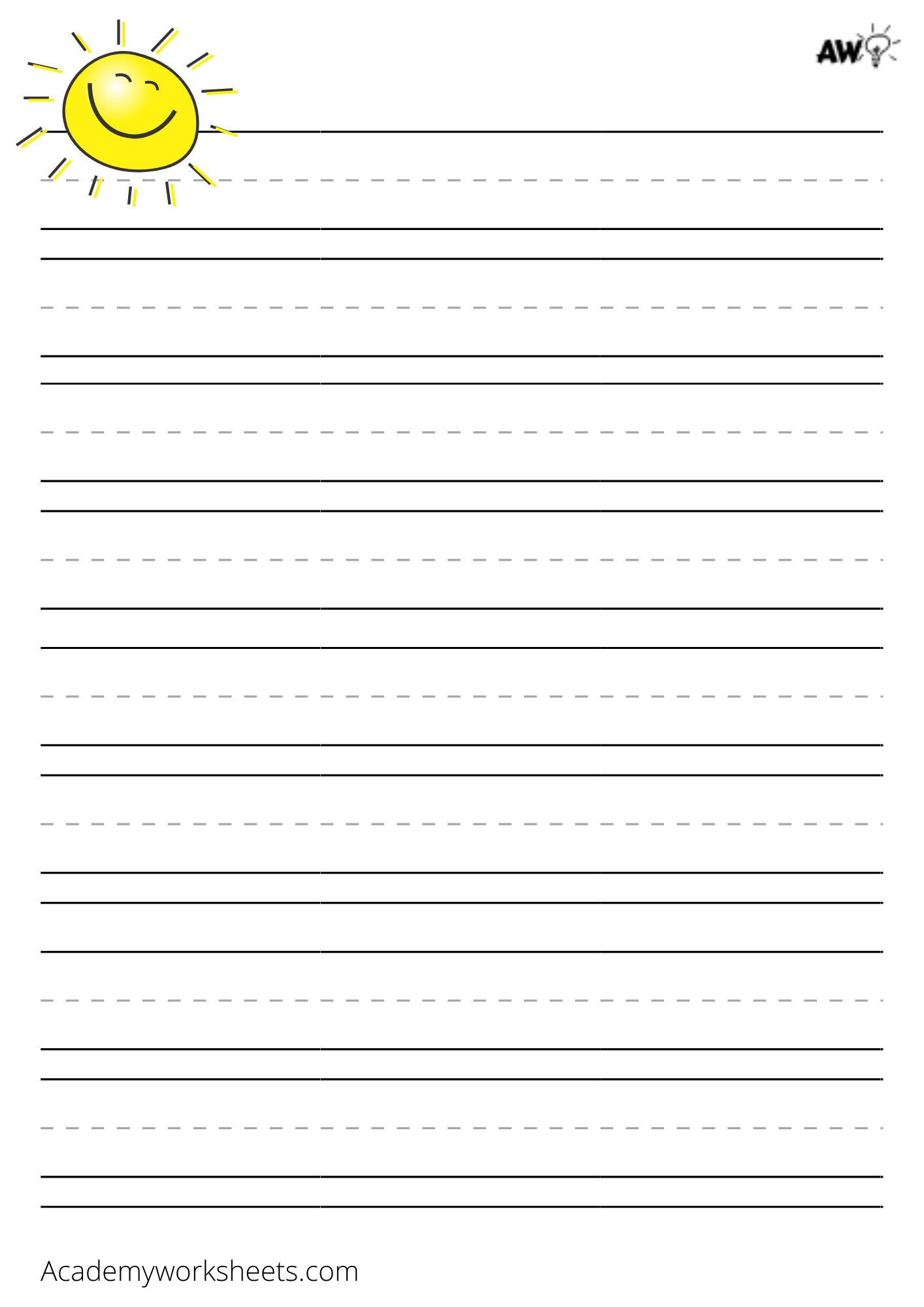Printable Lined Paper For Kids Academy Worksheets