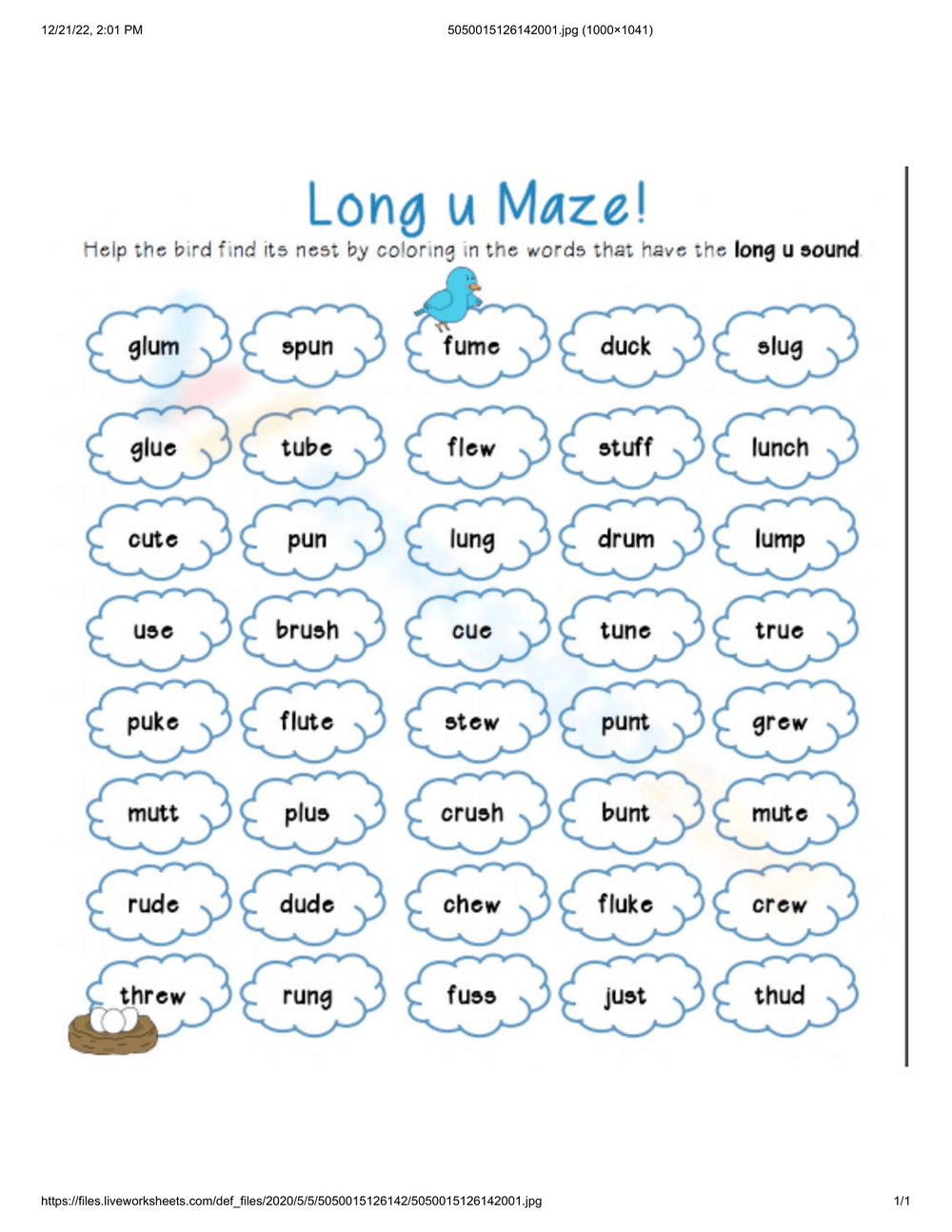 Printable Long U Worksheets Printable Long U Worksheets