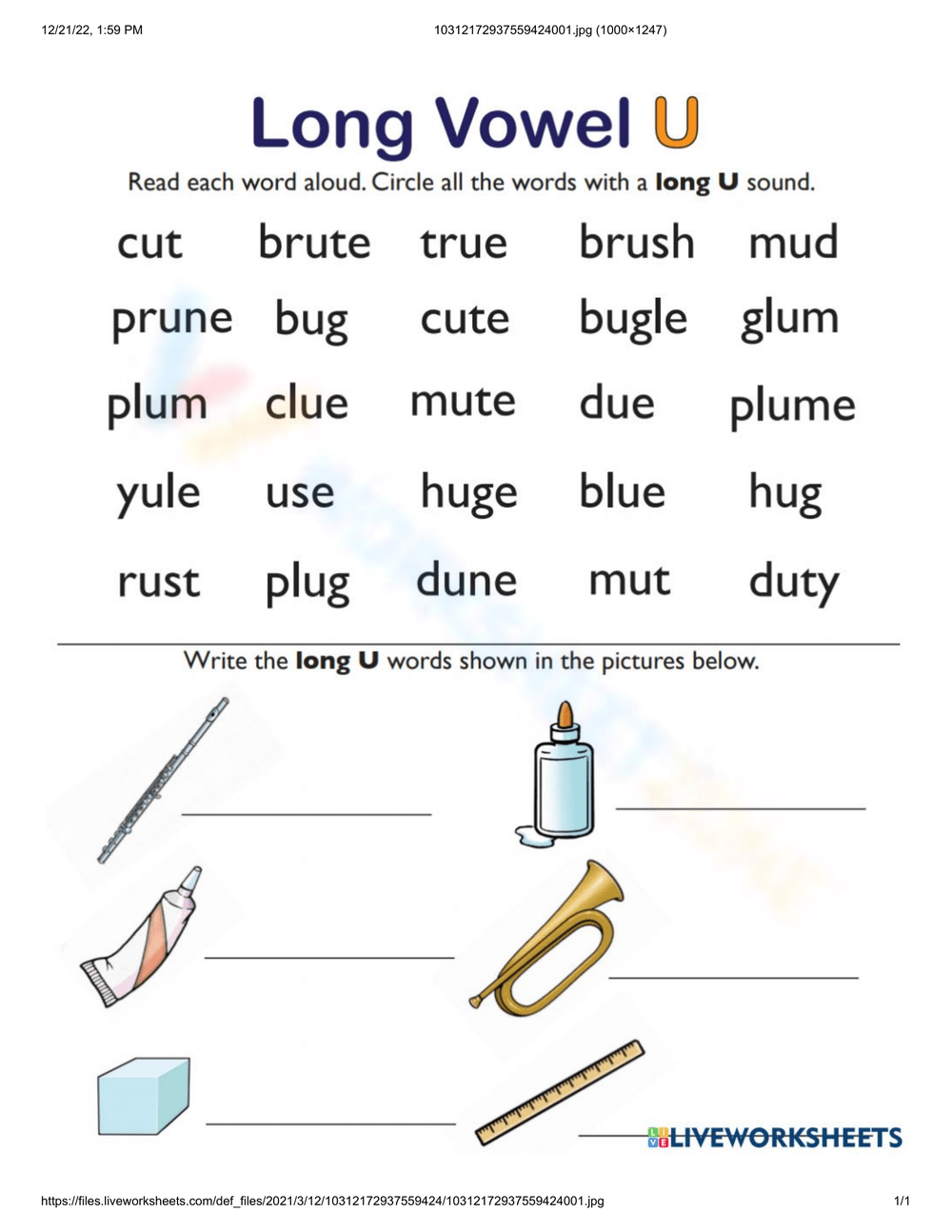 Printable Long U Worksheets Printable Long U Worksheets