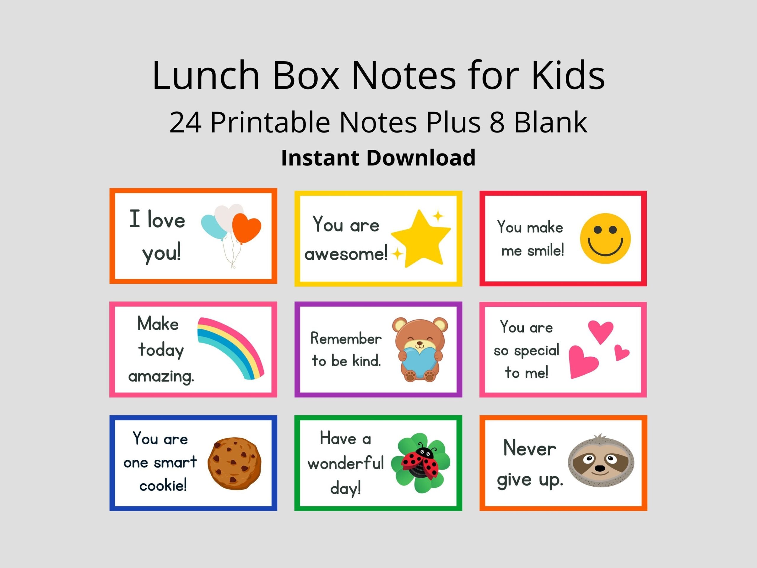 Printable Lunch Box Notes For Kids Encouraging Notes For Kids Lunchbox Notes Set Etsy Ireland