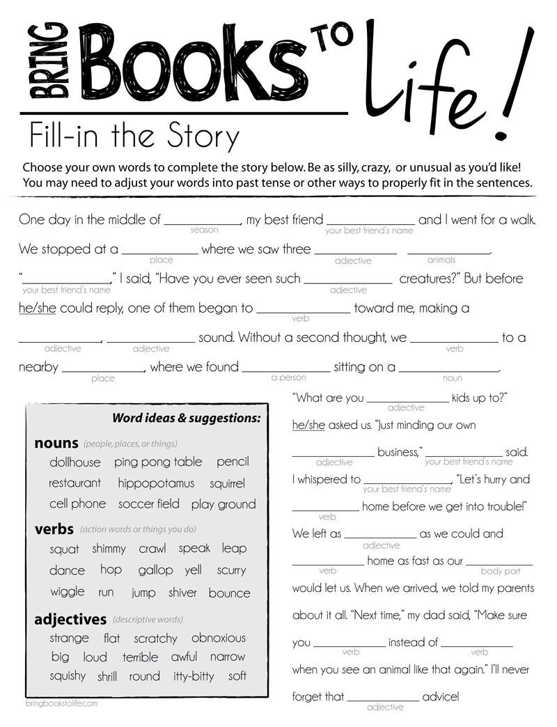 Printable Mad Libs For Fourth Graders Worksheets Library