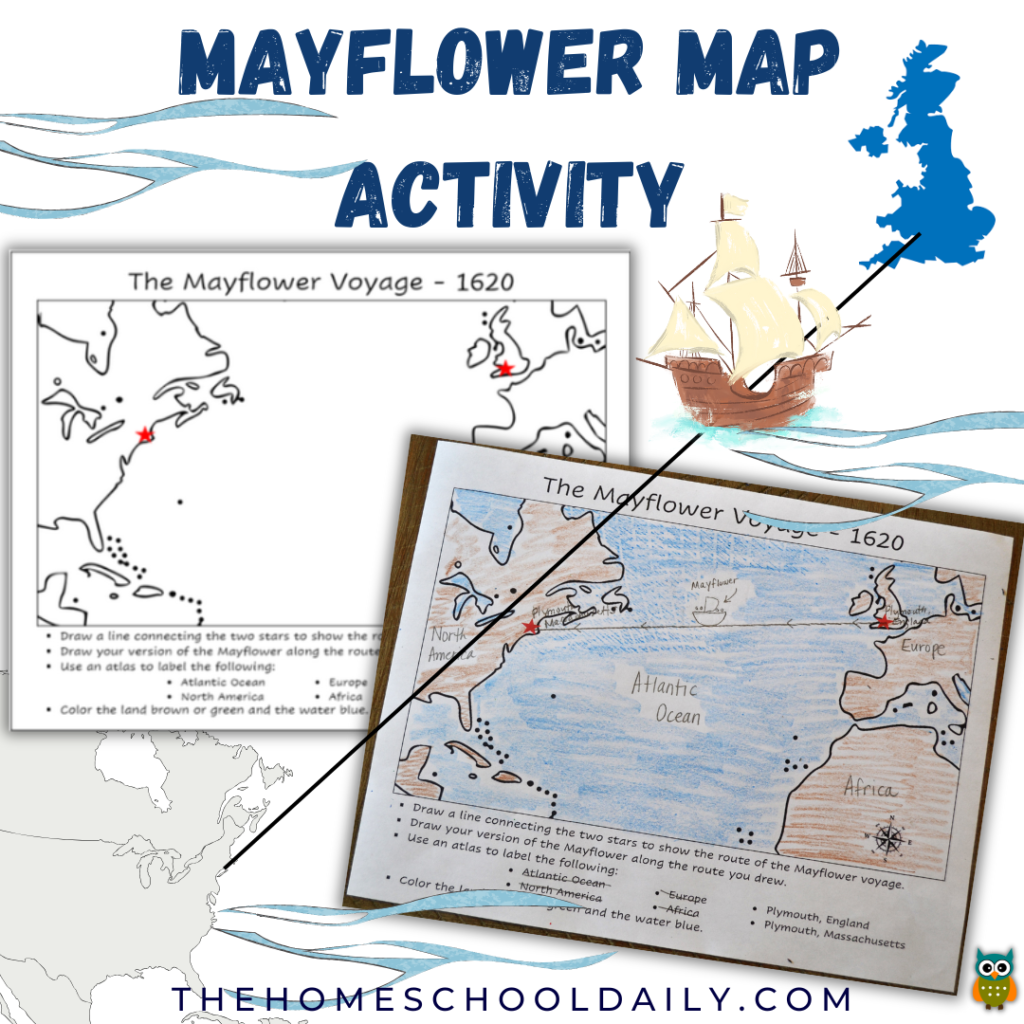 Printable Mayflower Voyage Map The Homeschool Daily Printable Mayflower Voyage Map The Homeschool Daily