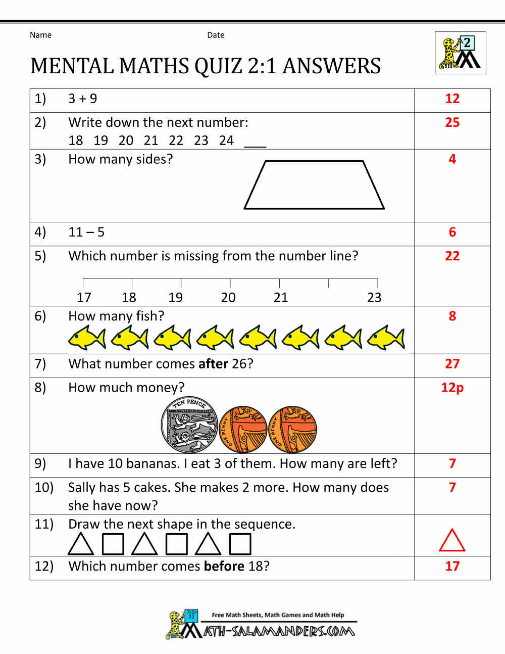 Printable Mental Maths Year 2 Worksheets Printable Mental Maths Year 2 Worksheets