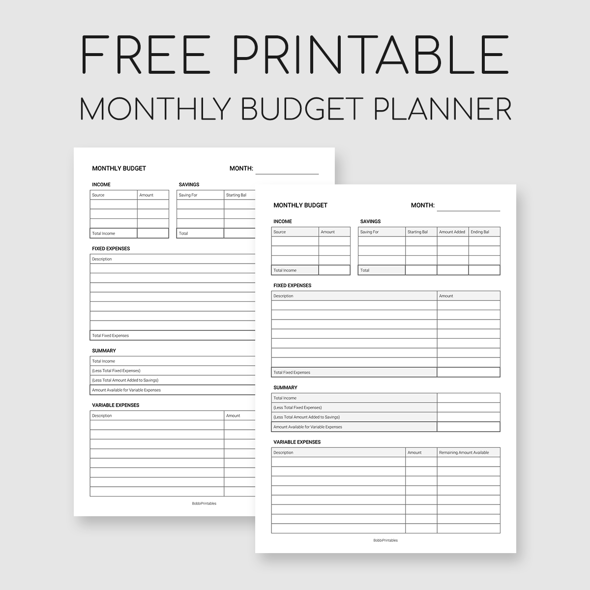 Monthly Bills Printable Worksheet