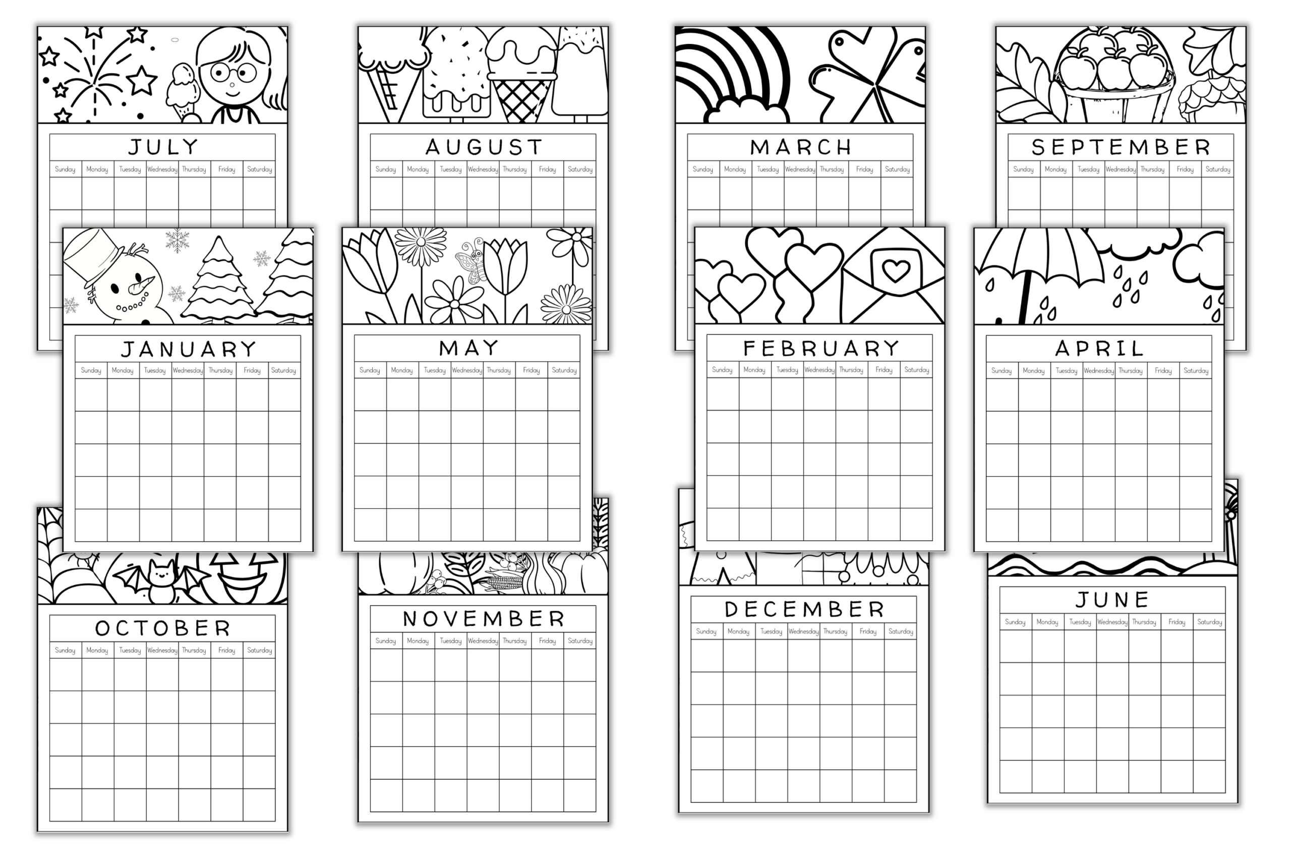 Printable Monthly Calendar Your Kids Will Love To Color The Worksheets Library