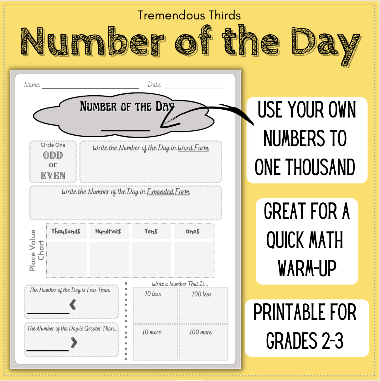 Printable Number Of The Day Math Warm Up Student Activity Grades 3 4 Made By Teachers Printable Number Of The Day Math Warm Up Student Activity Grades 3 4 Made By Teachers