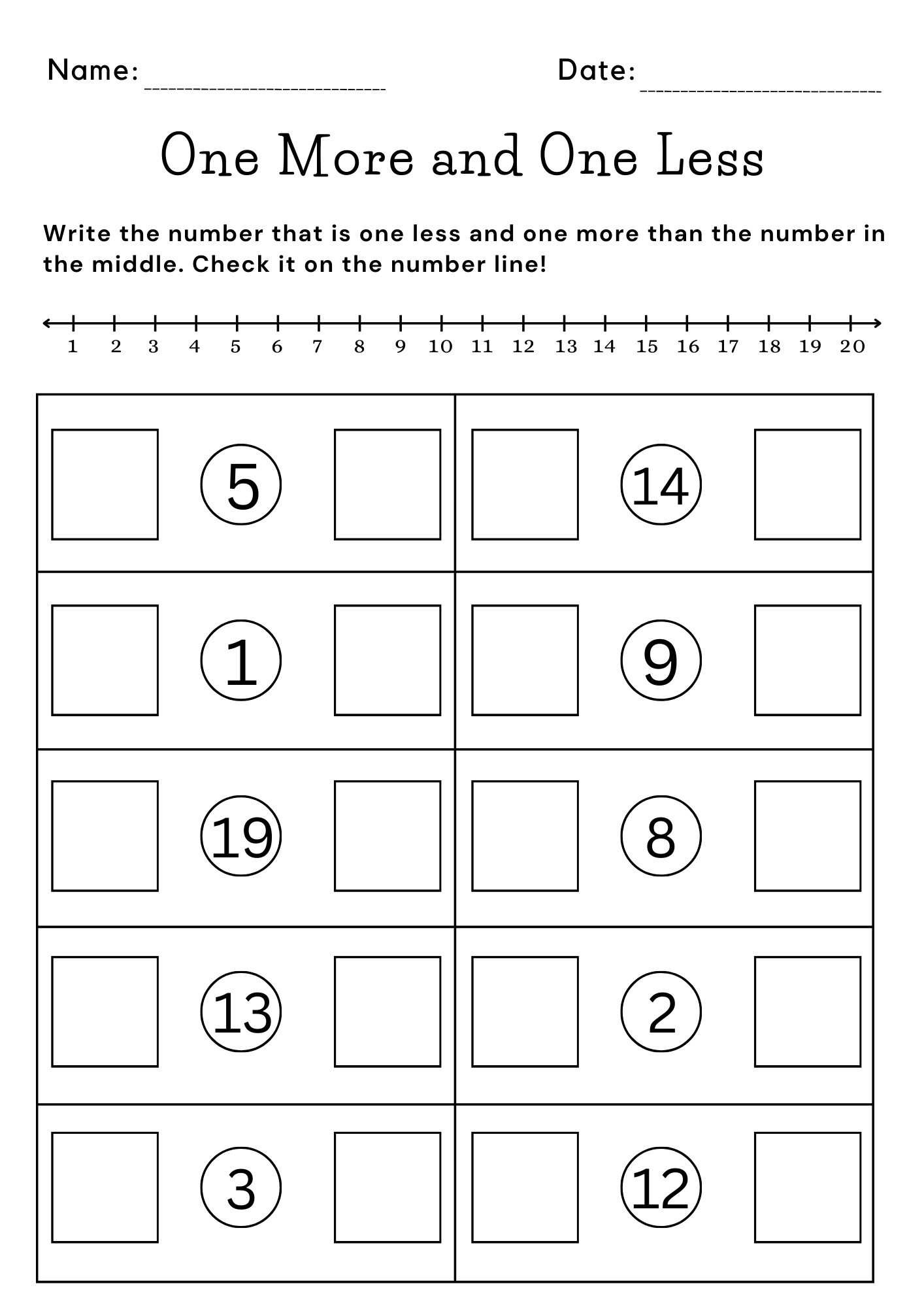 Printable One More One Less Number Line Worksheet For Kindergarten Made By Teachers Printable One More One Less Number Line Worksheet For Kindergarten Made By Teachers