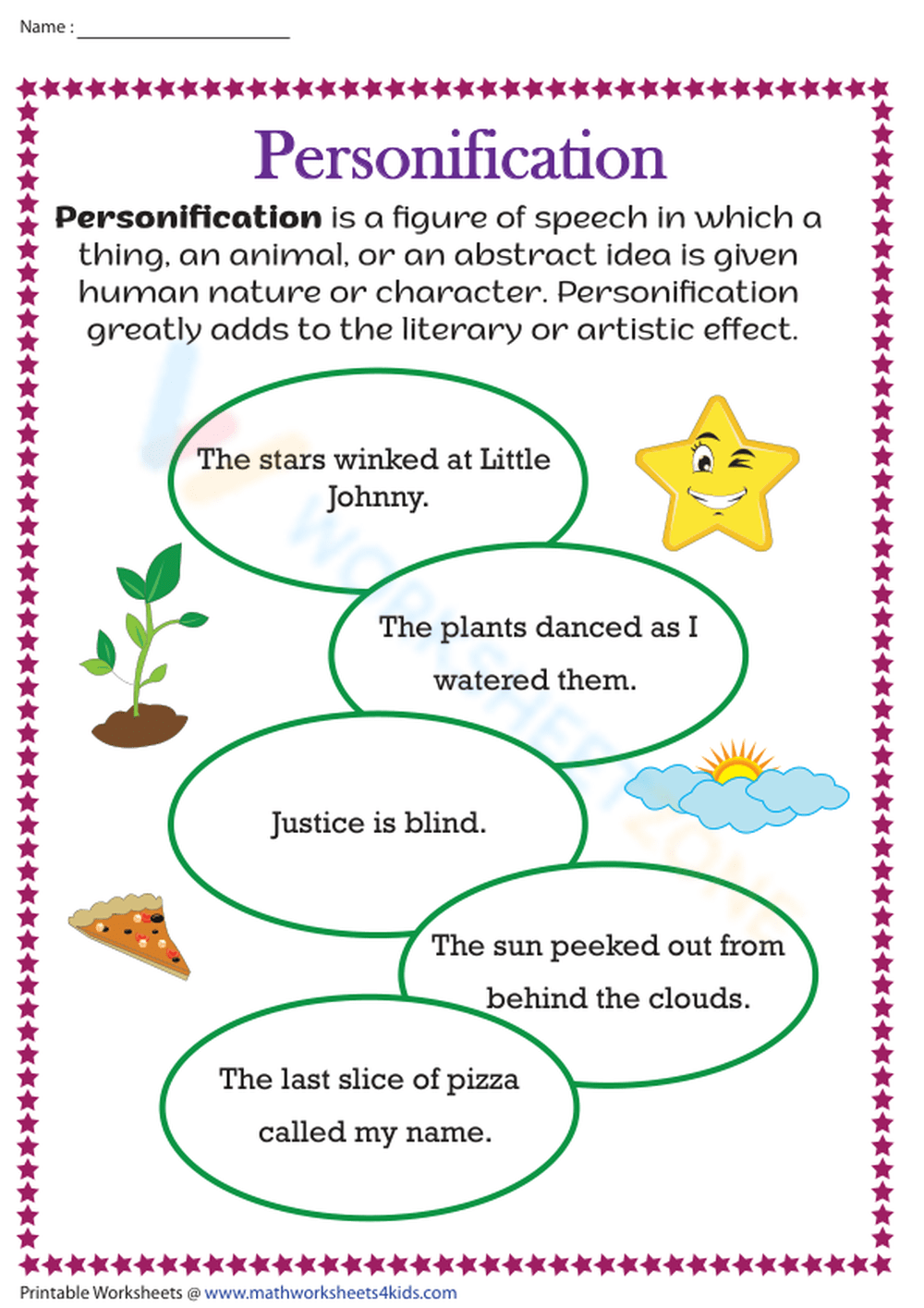 Printable Personification Worksheets Printable Personification Worksheets
