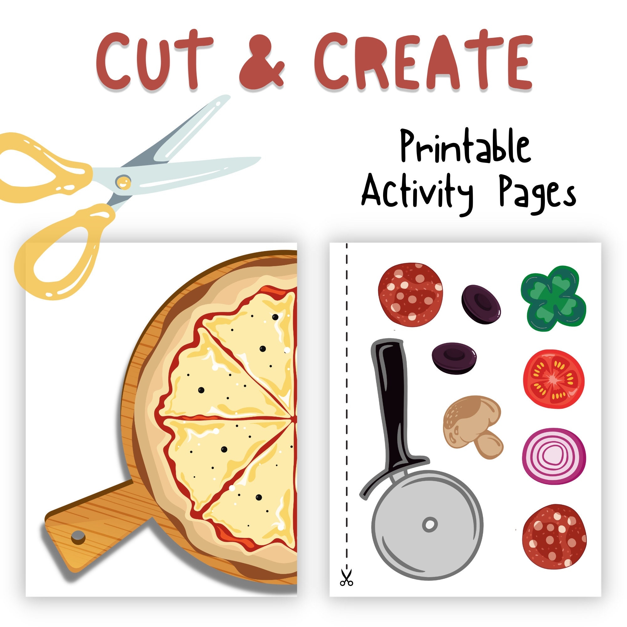 Printable Pizza Craft Cut And Paste Pizza Assembly Kit Printable 