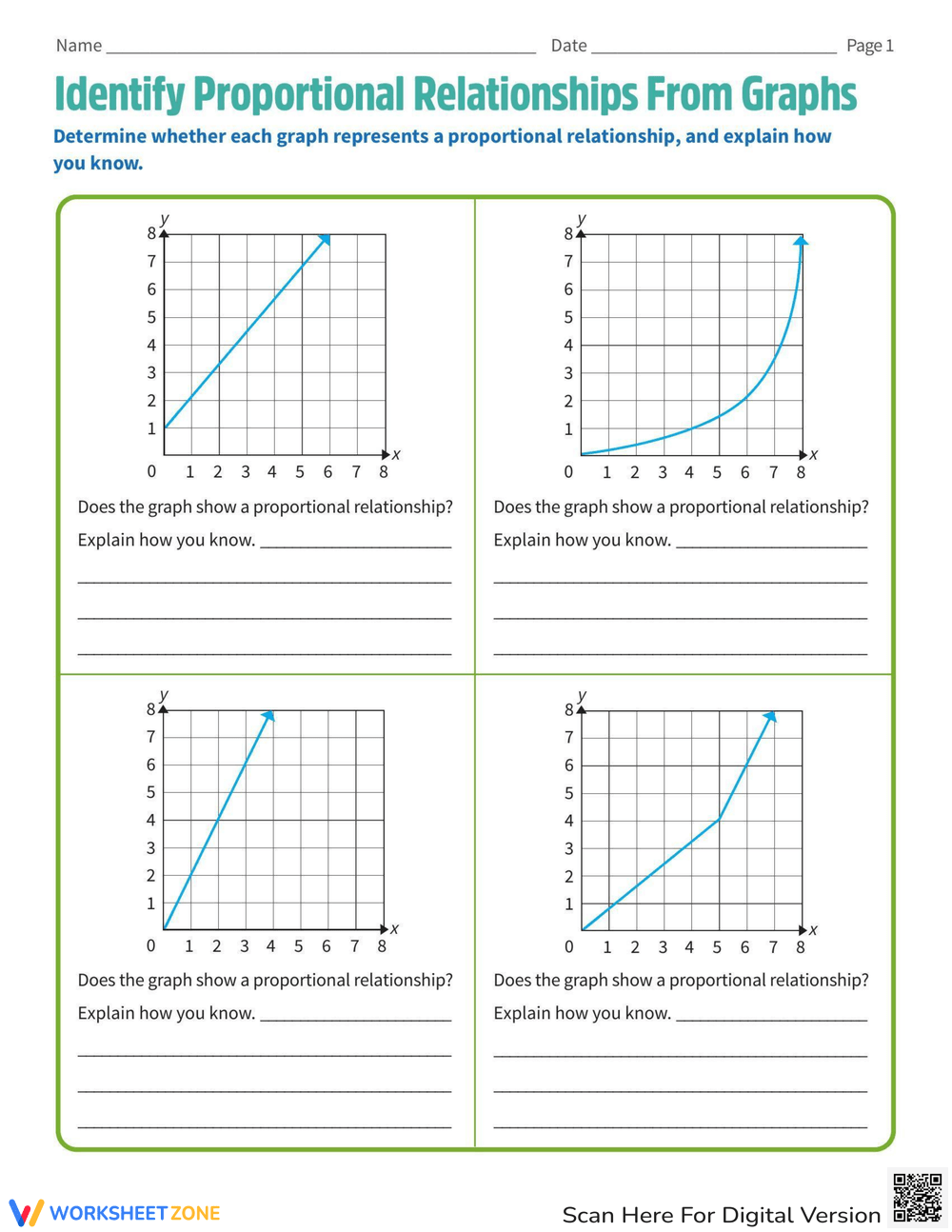 Printable Proportional Relationships Worksheets