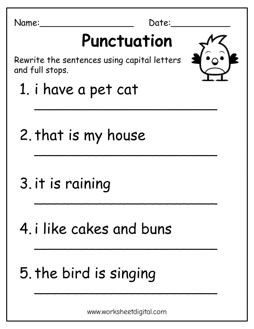 Printable Punctuation Practice Worksheets For Kids PDF Etsy