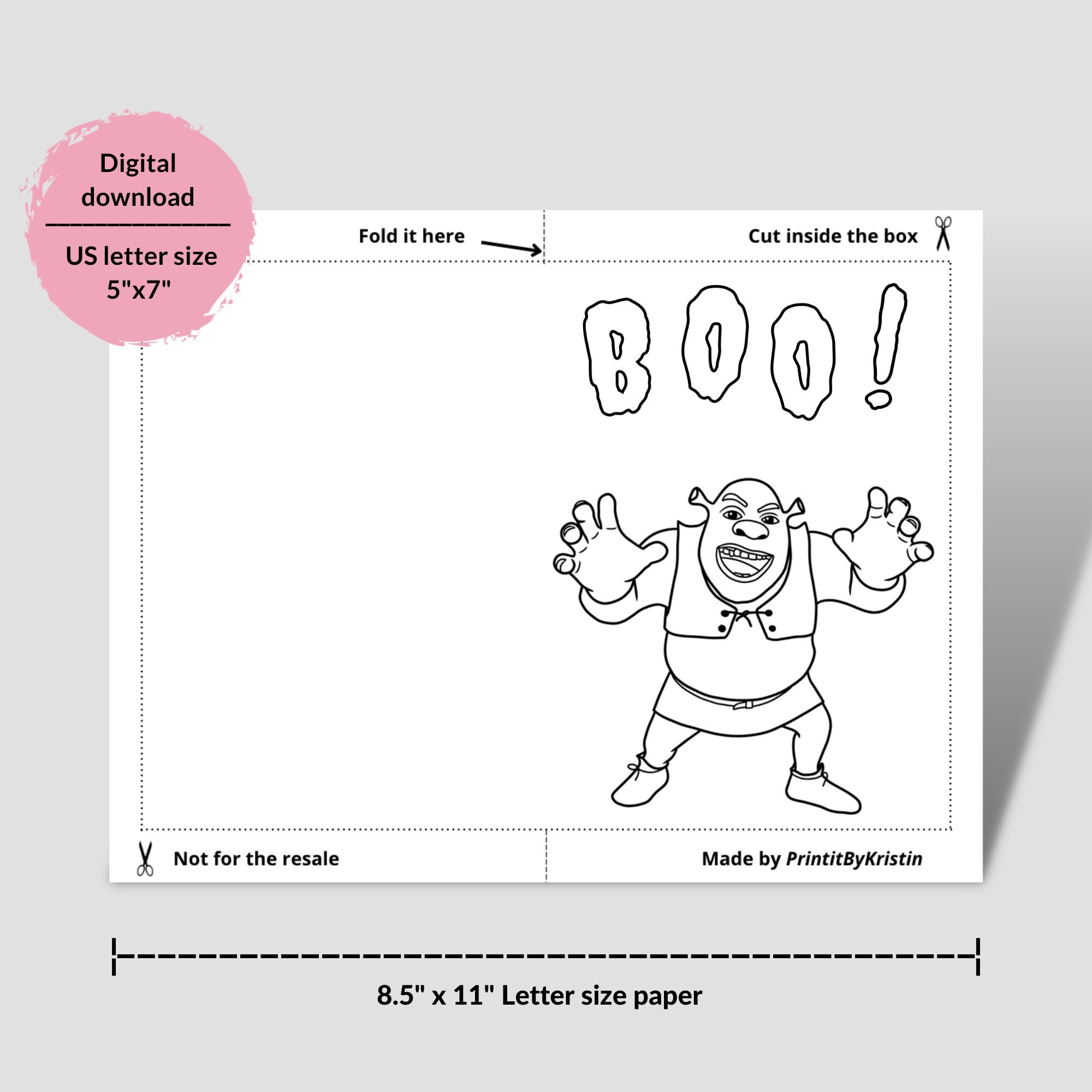 Printable Shrek Halloween Coloring Cards digital Download Etsy Printable Shrek Halloween Coloring Cards digital Download Etsy