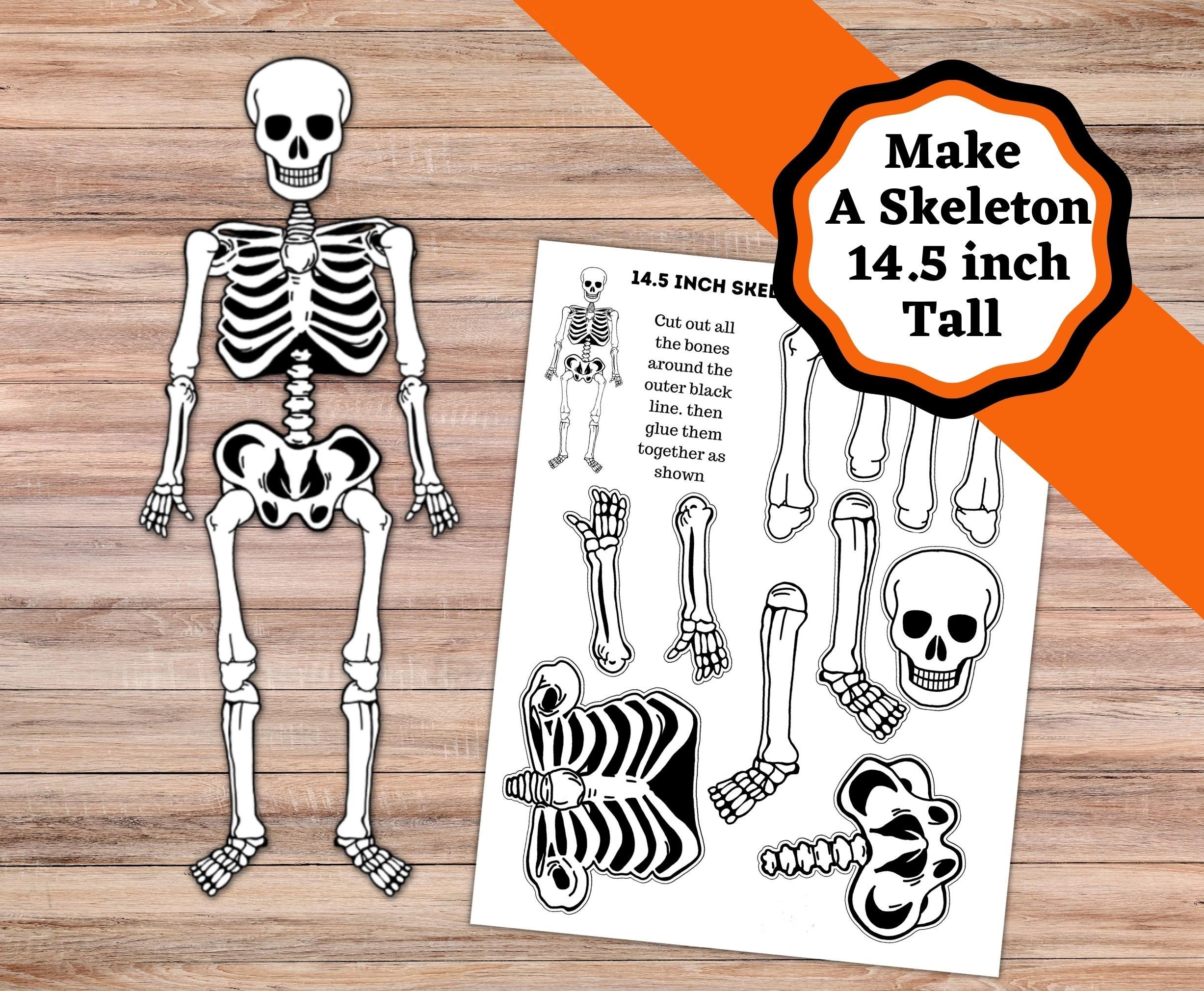 Printable Skeleton Craft 14 5 Inch Skeleton Cut And Glue Craft Easy Skeleton Or Halloween Craft Etsy UK