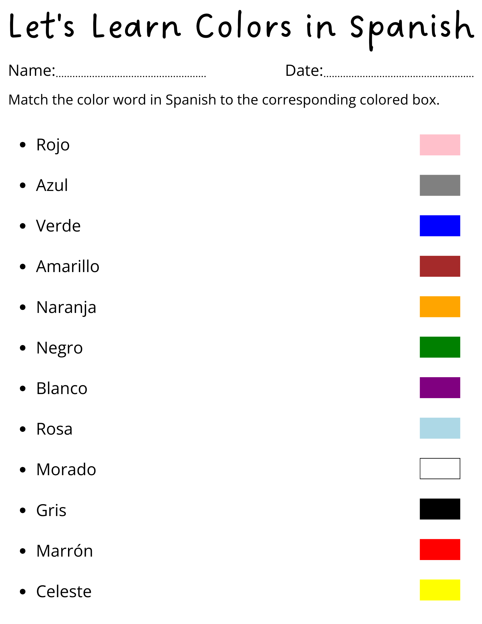 Printable Beginner Spanish Worksheets Printable Beginner Spanish Worksheets