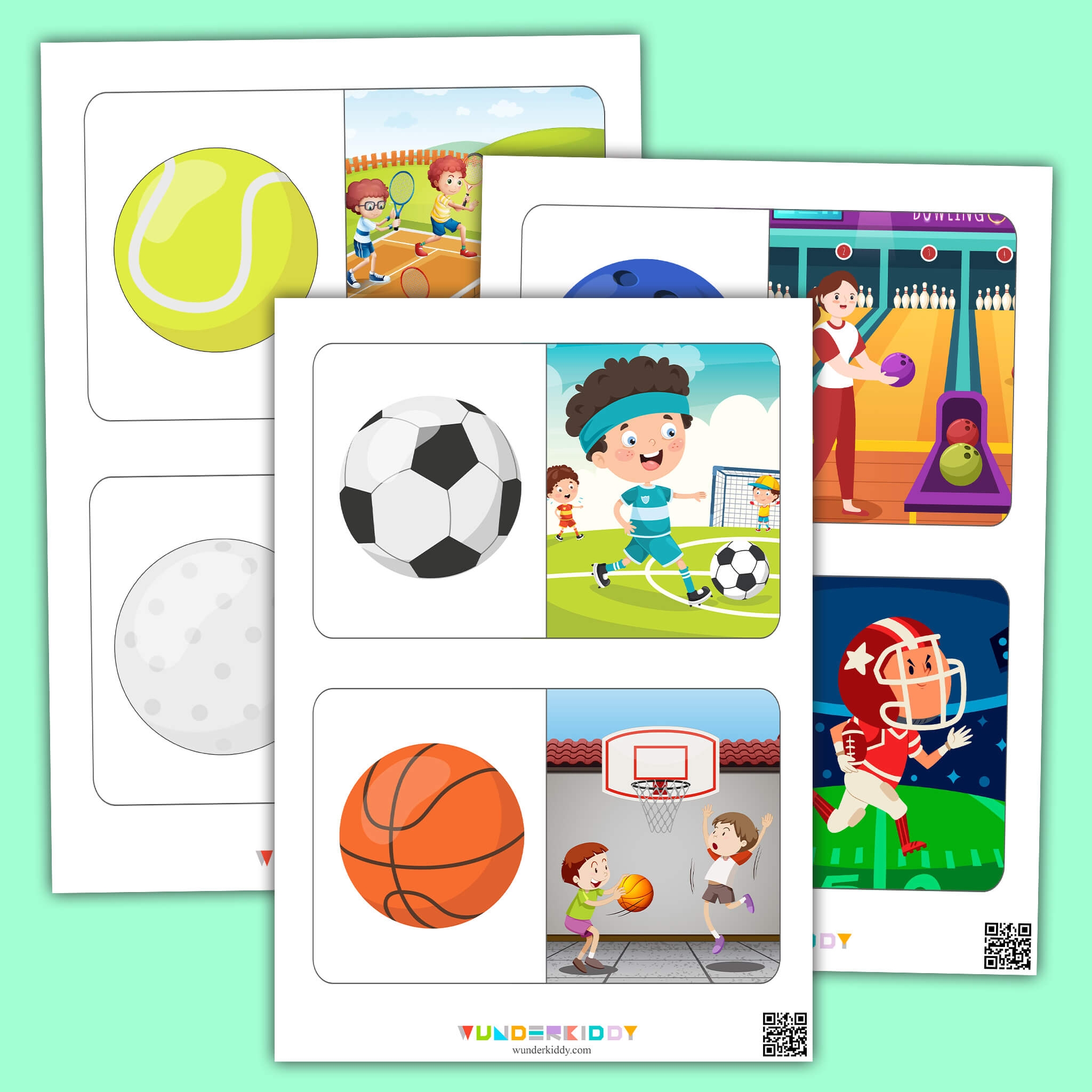 Printable Sports Balls Matching Cards Activity For Kids Printable Sports Balls Matching Cards Activity For Kids