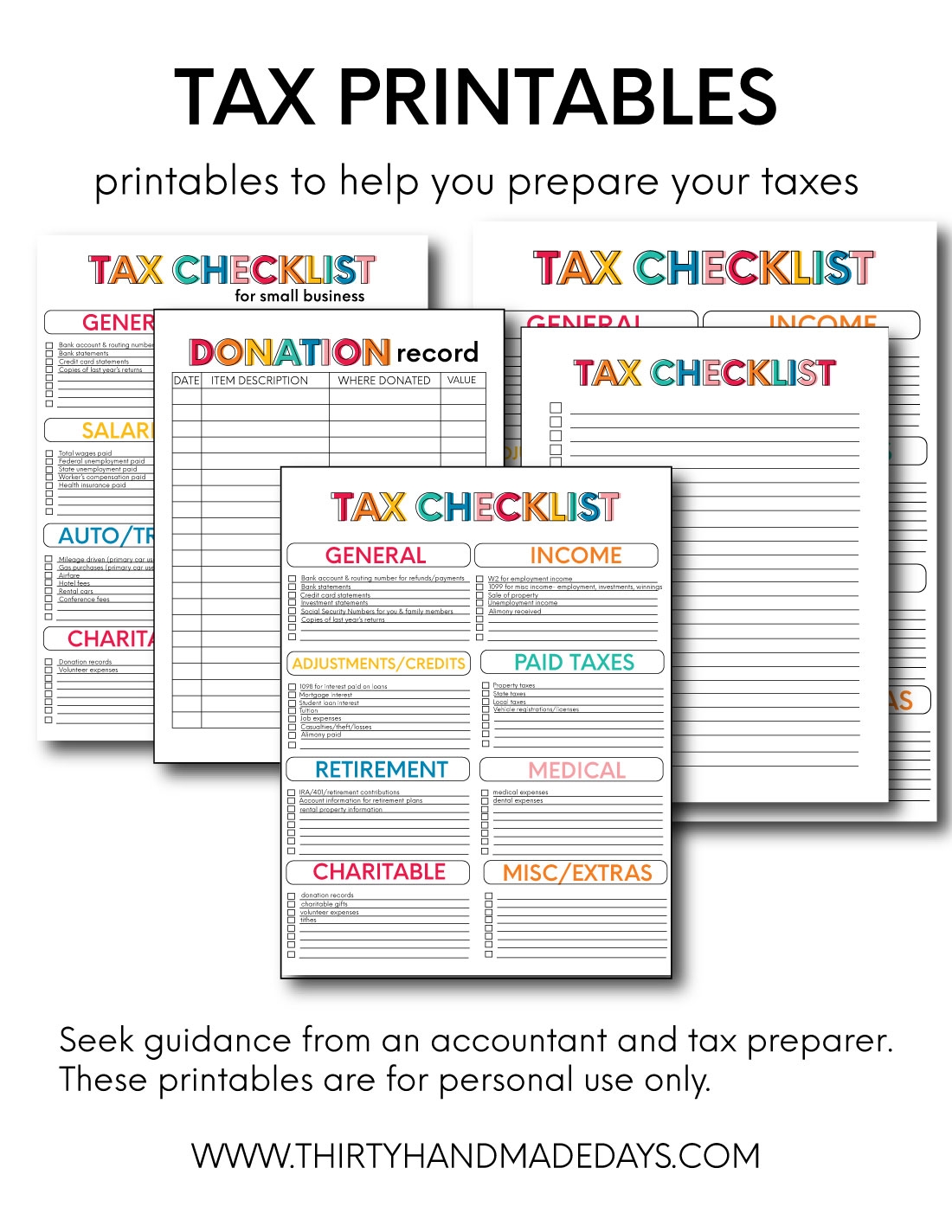 Printable Tax Forms For Your Budget Binder Printable Tax Forms For Your Budget Binder