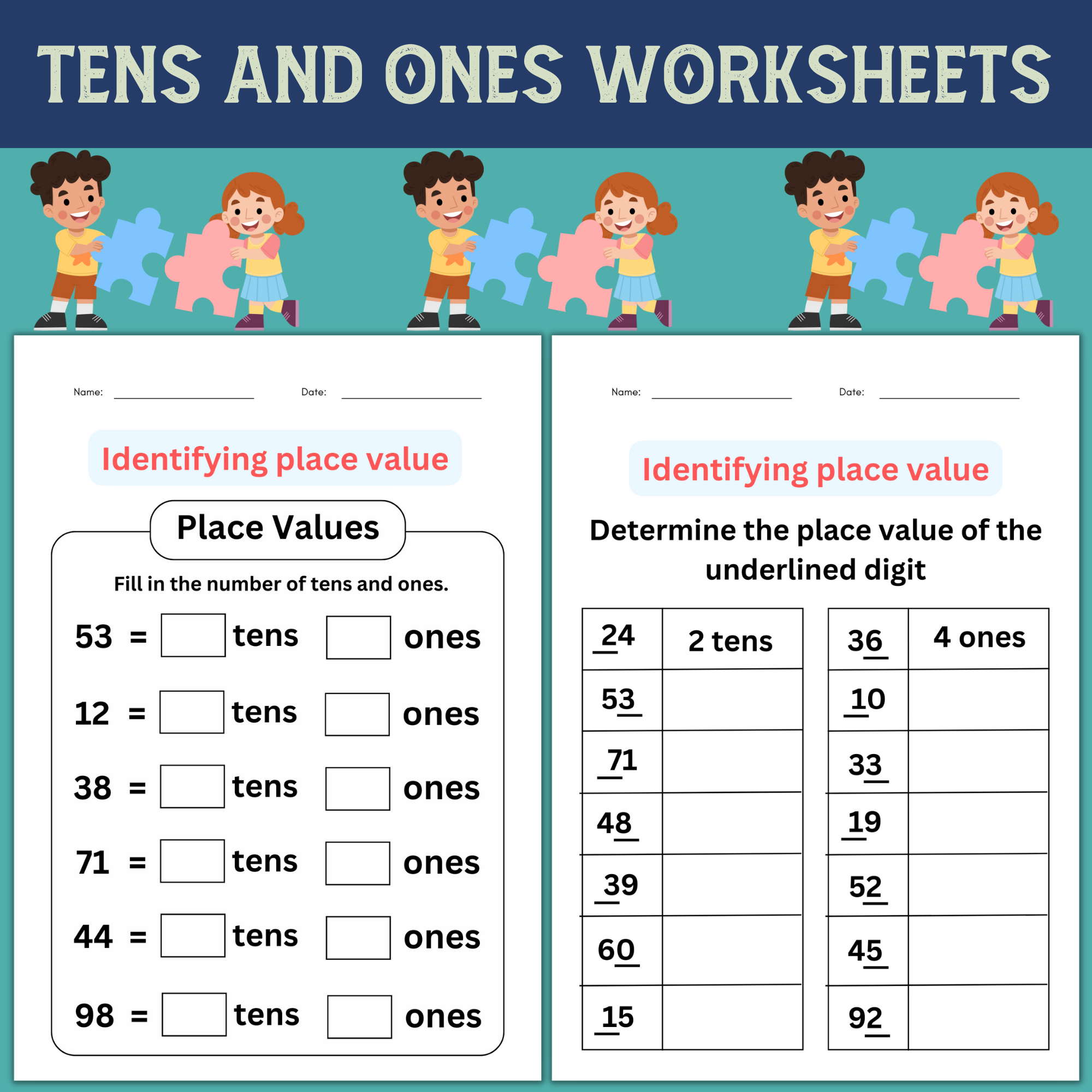 Printable Tens And Ones Worksheets Grade 1