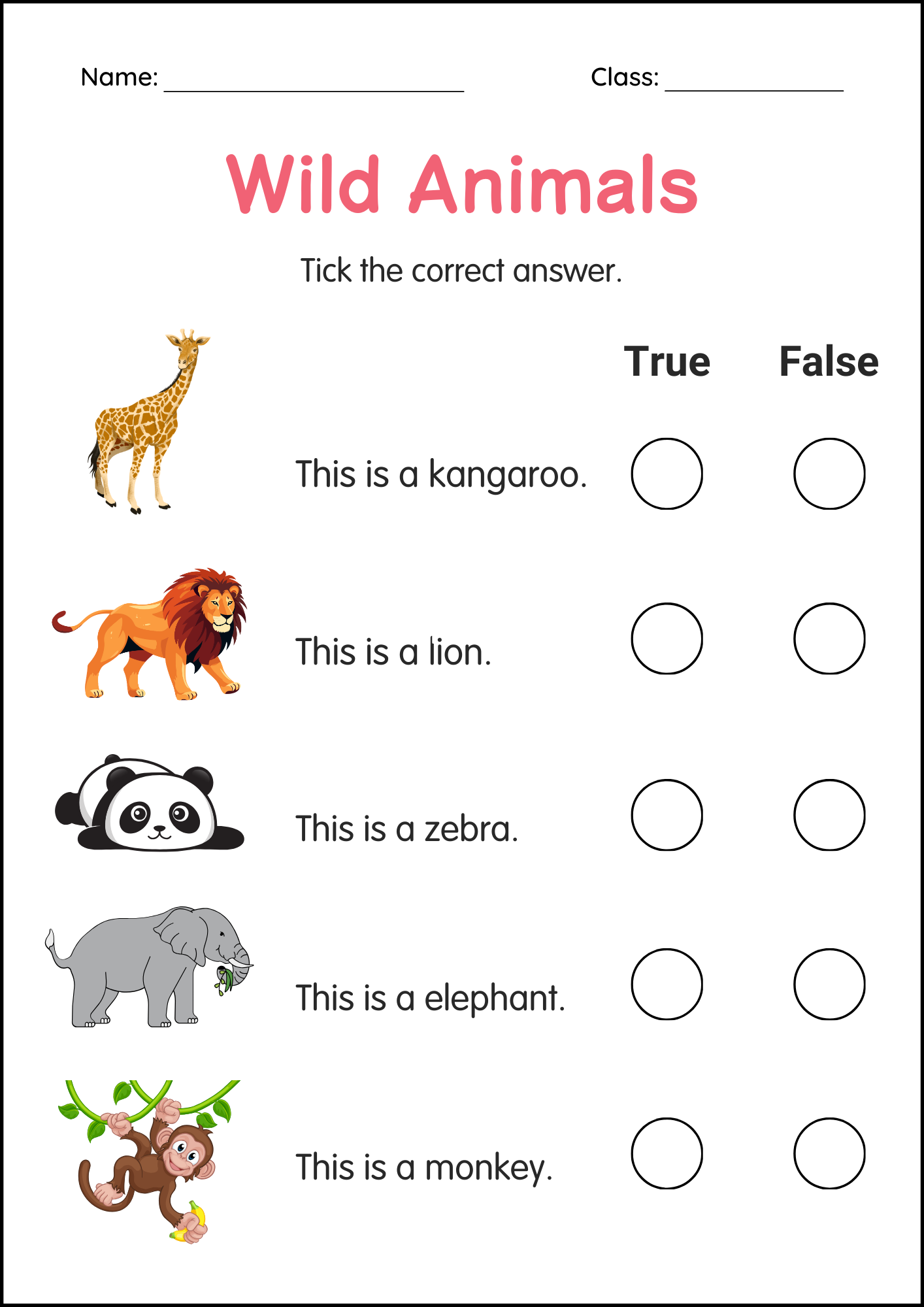 Printable Animals Worksheet Printable Animals Worksheet