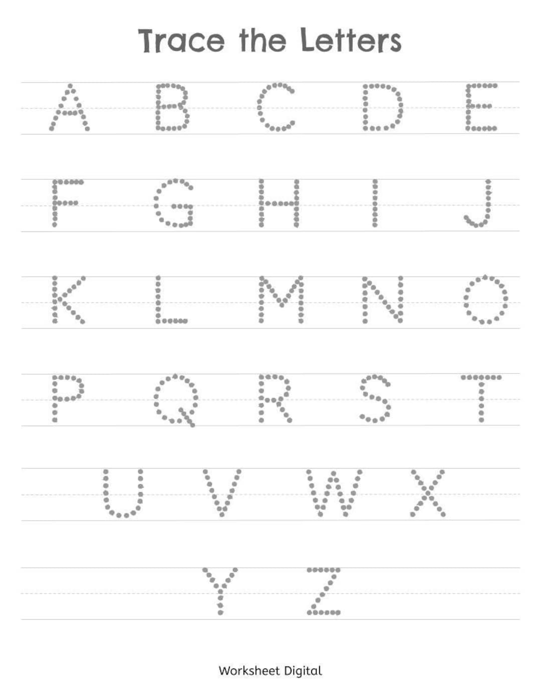 Printable Worksheets Trace The Letters Uppercase A Z Preschool Kindergarten Homeschool Etsy